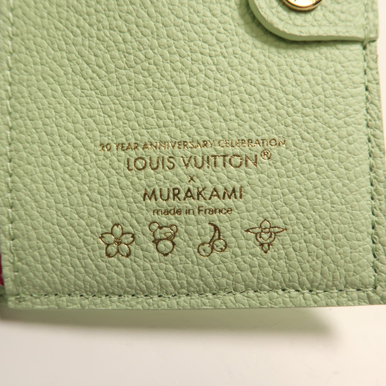 LOUIS VUITTON 牛皮皮革LV X TM Lisa Wallet金扣錢包綠茶色