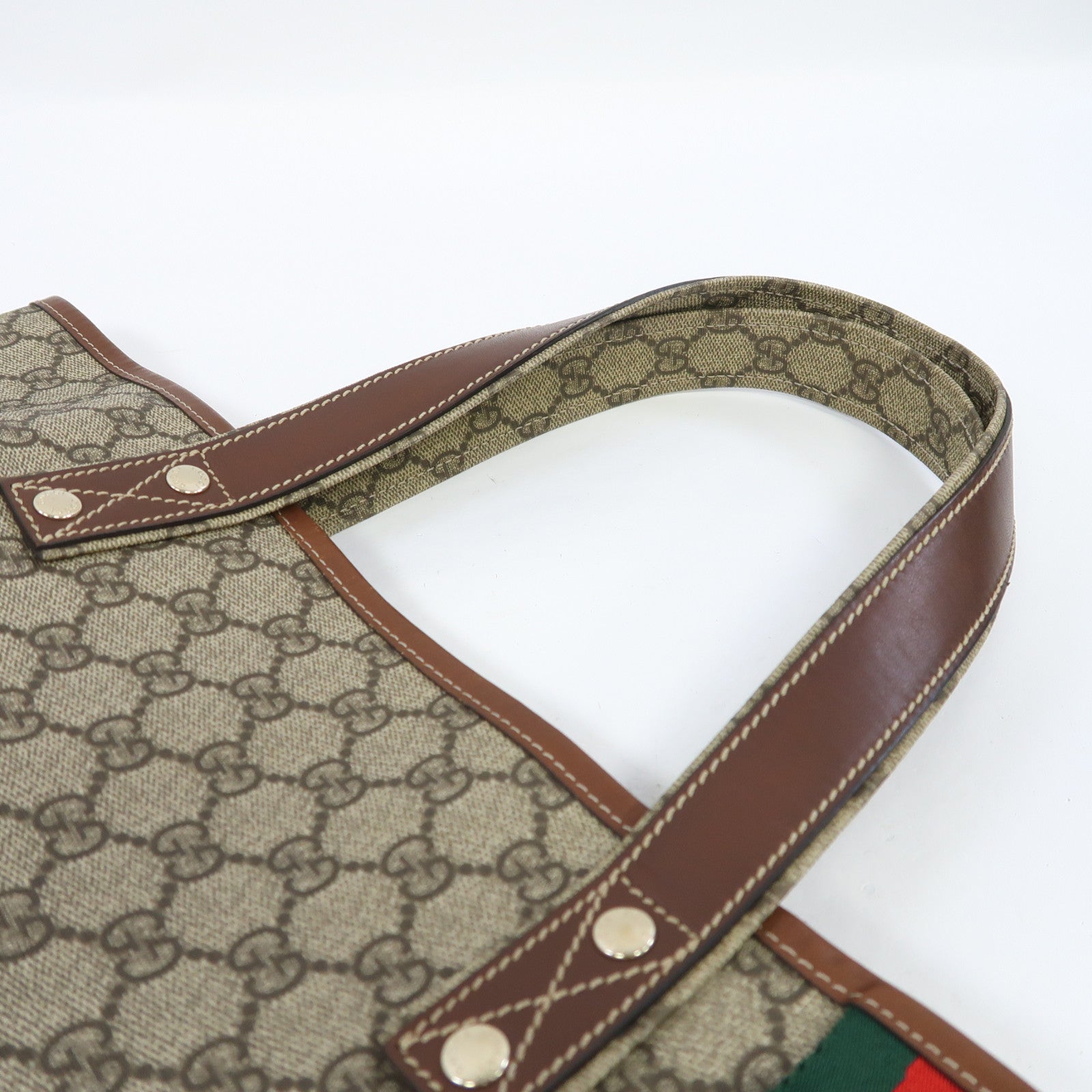 GUCCI 塗層帆布Tote Bag金扣手挽袋啡色