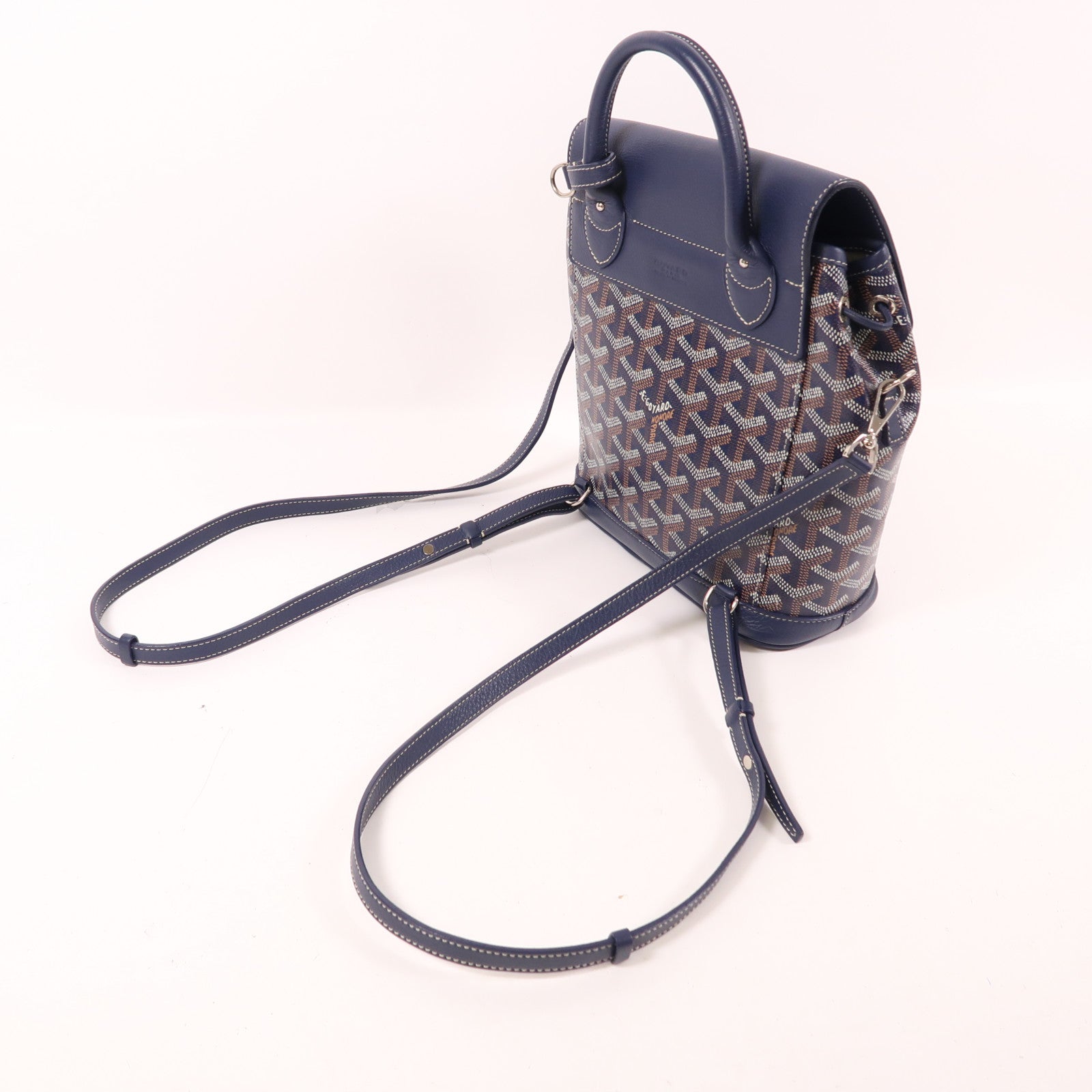 GOYARD 塗層帆布/牛皮皮革Alpin Mini Backpack銀扣背包