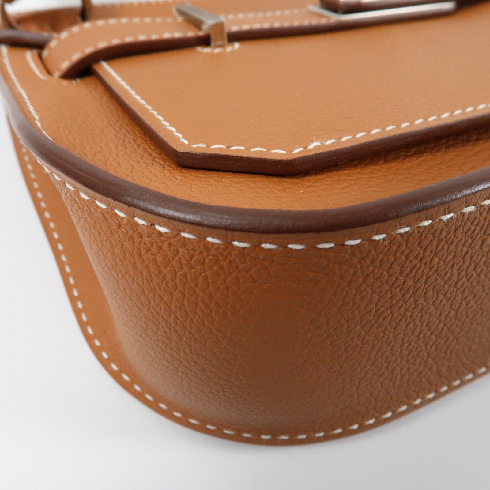 HERMES Evercolor皮革Mini Jypsiere銀扣肩背袋Gold
