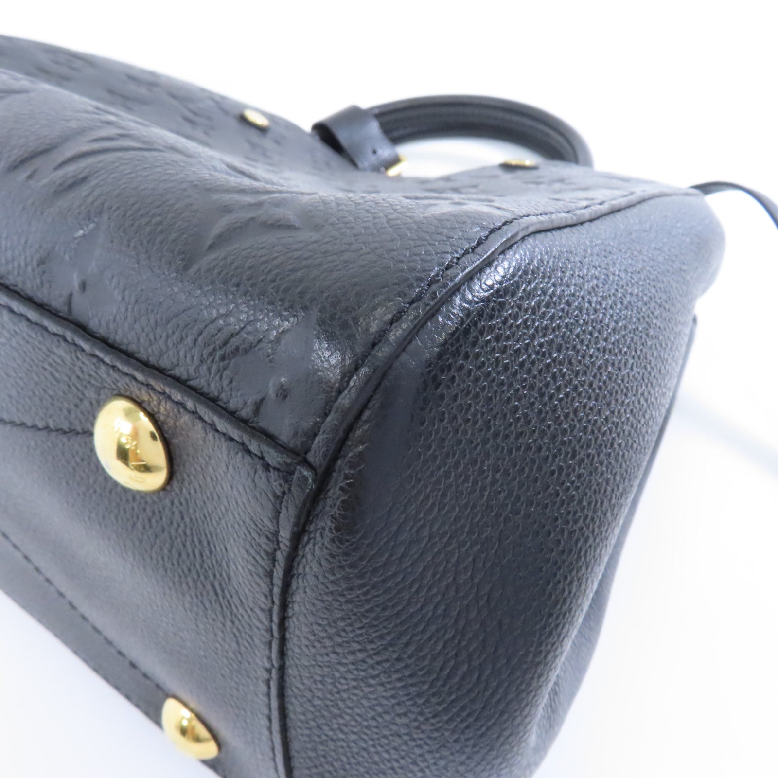 LOUIS VUITTON Monogram Empreinte Montaigne MM金扣手挽肩背兩用袋黑色