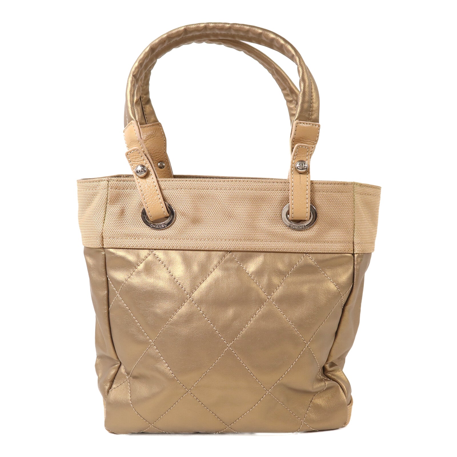 CHANEL 塗層帆布/尼龍Hand Bag銀扣手挽袋