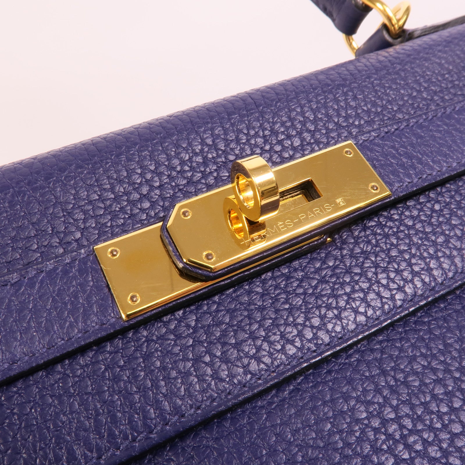 HERMES Togo皮革Kelly 28手挽肩背兩用袋Bleu Encre
