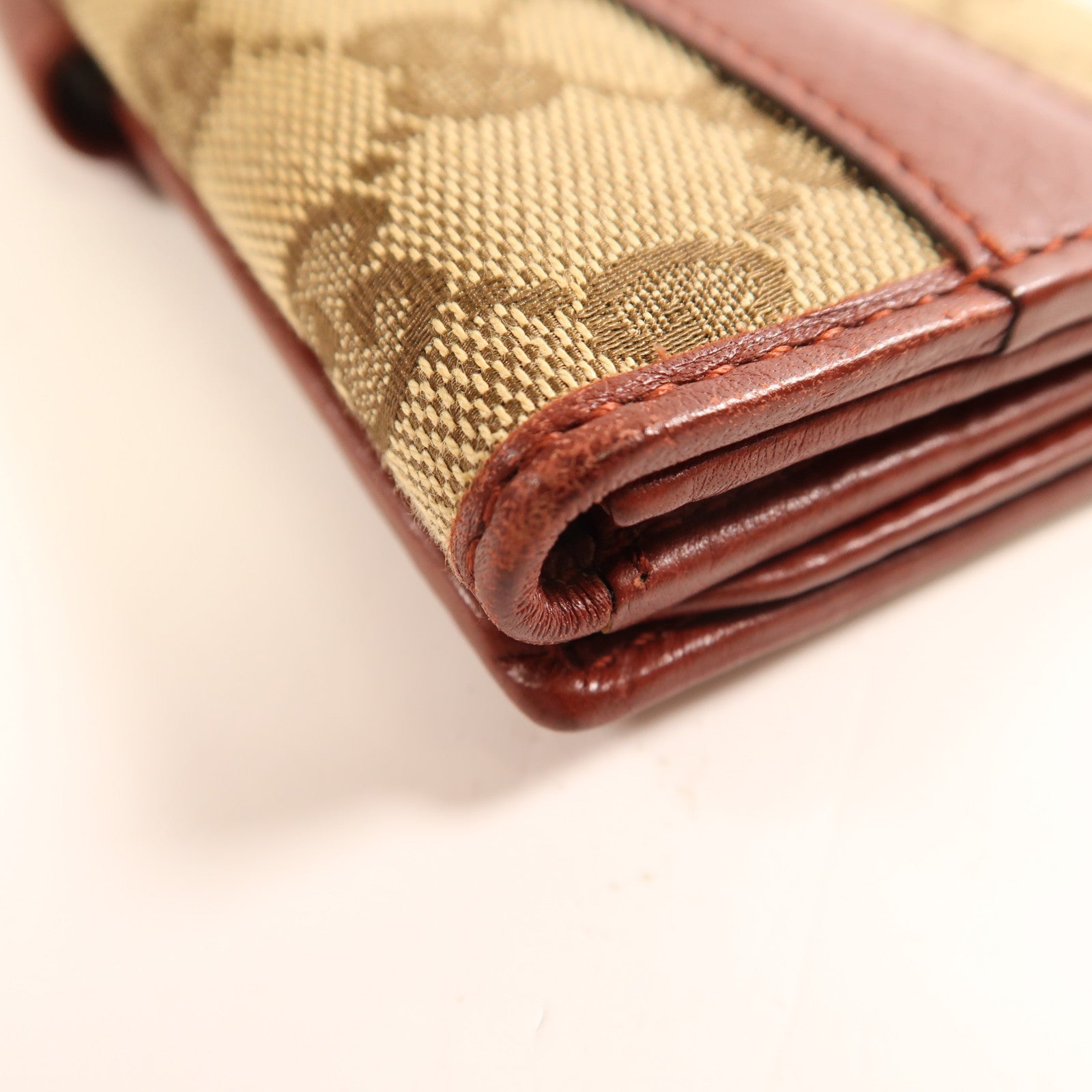 GUCCI 帆布/皮革Long Wallet金扣長錢包