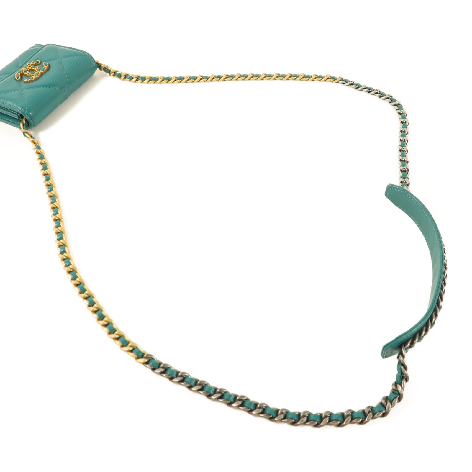 CHANEL 羊皮皮革C19 Card Case Chain Shoulder Bag鏈帶肩背袋