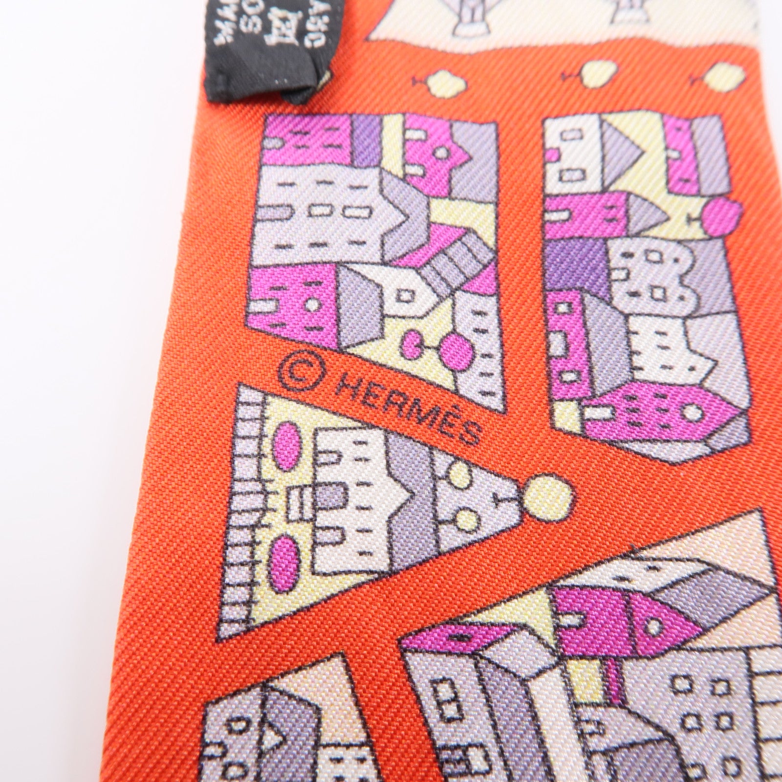 HERMES 絲質Twilly絲巾紅色