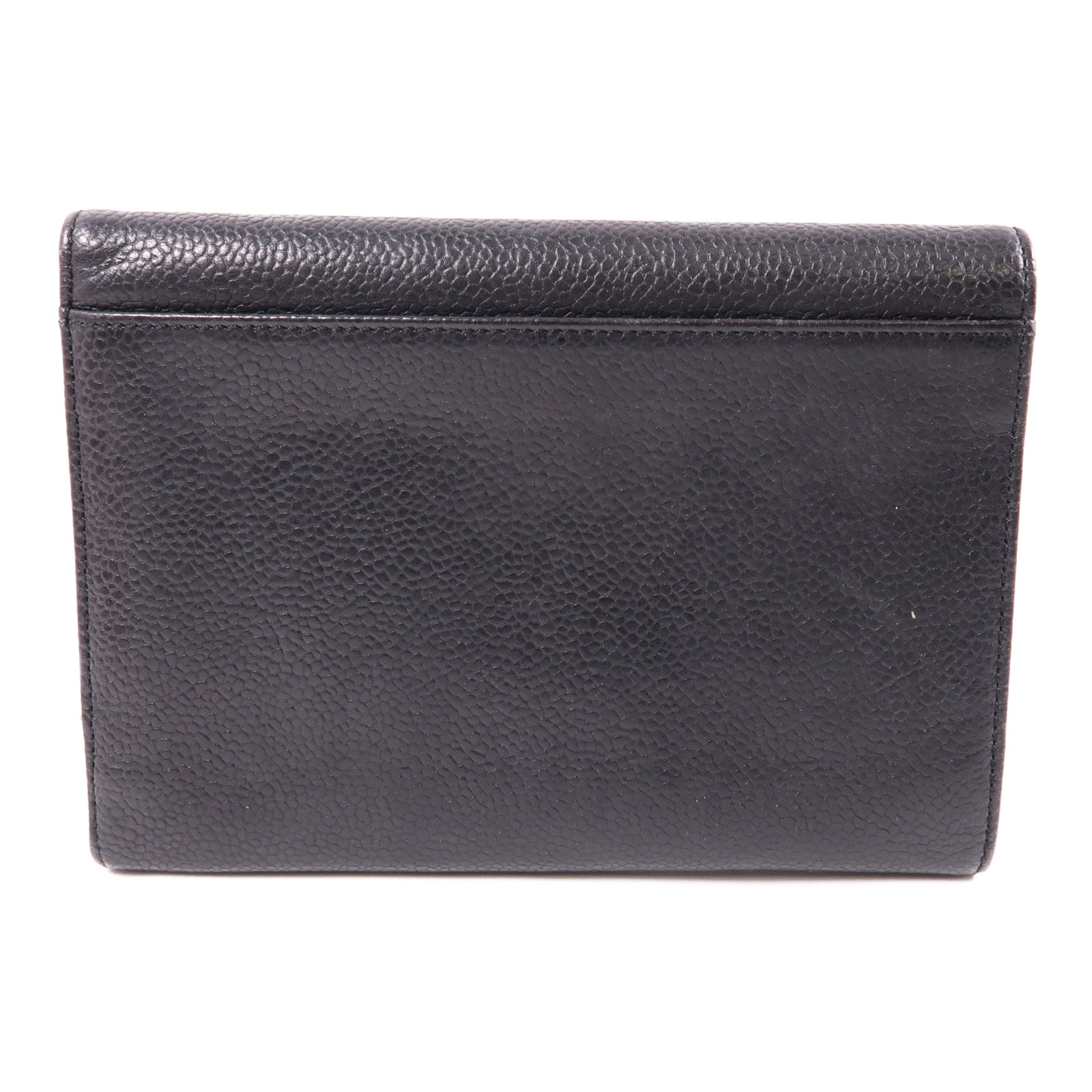 CHANEL 牛皮皮革Wallet金扣長錢包黑色