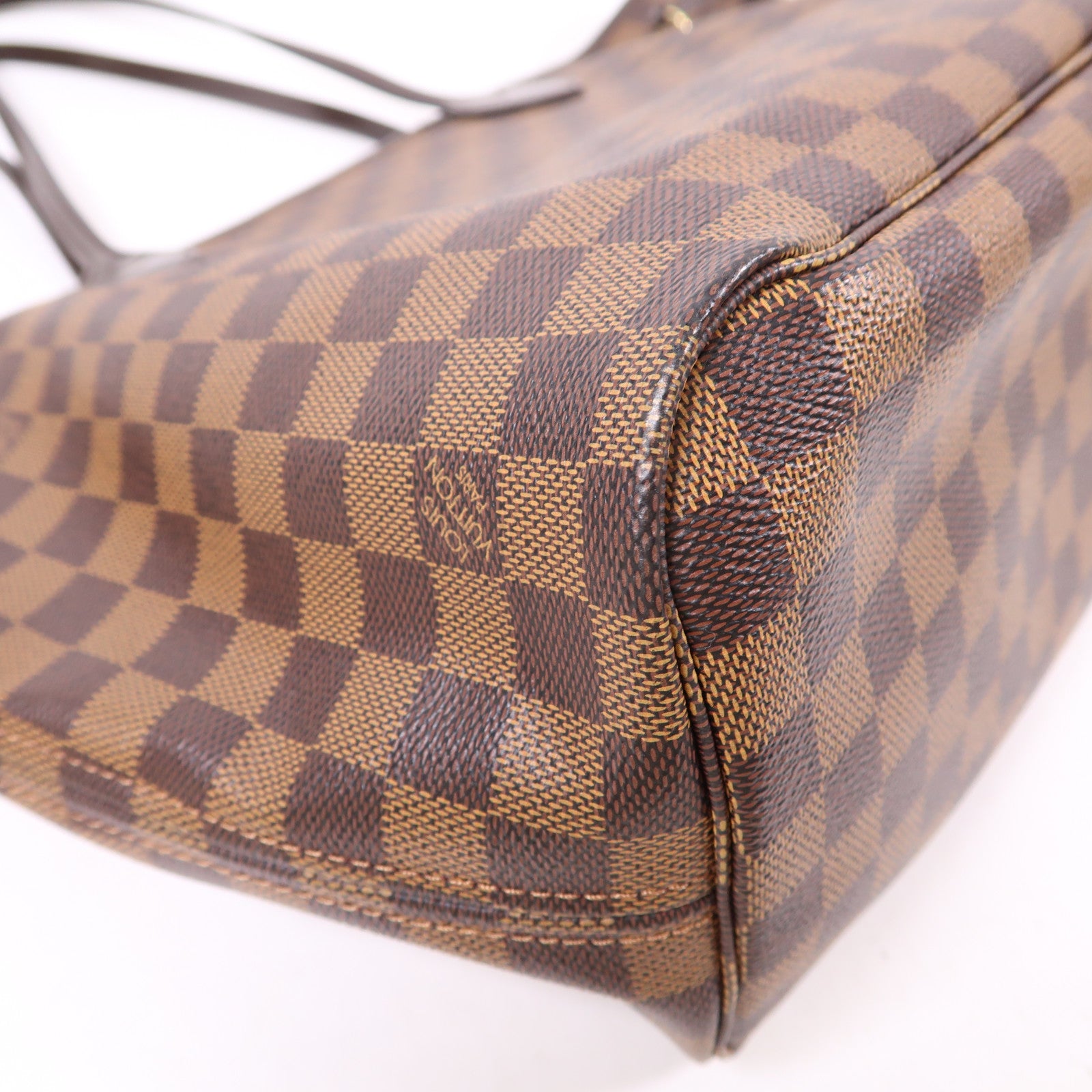 LOUIS VUITTON Damier Neverfull MM金扣肩背袋/手挽袋棕色