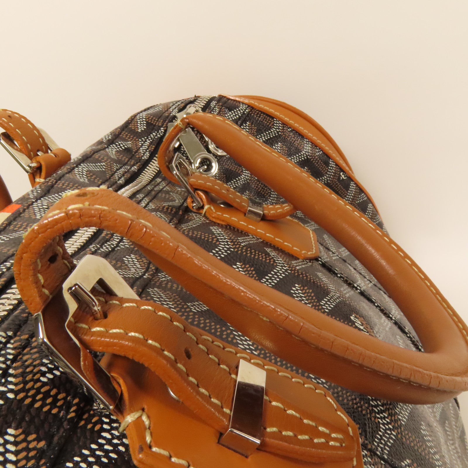 GOYARD 塗層帆布Croisieve 35銀扣手挽袋