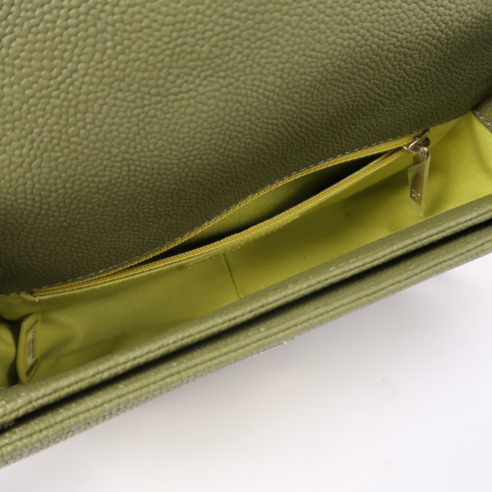 CHANEL Caviar皮革Shoulder Bag金扣手挽肩背兩用袋綠色