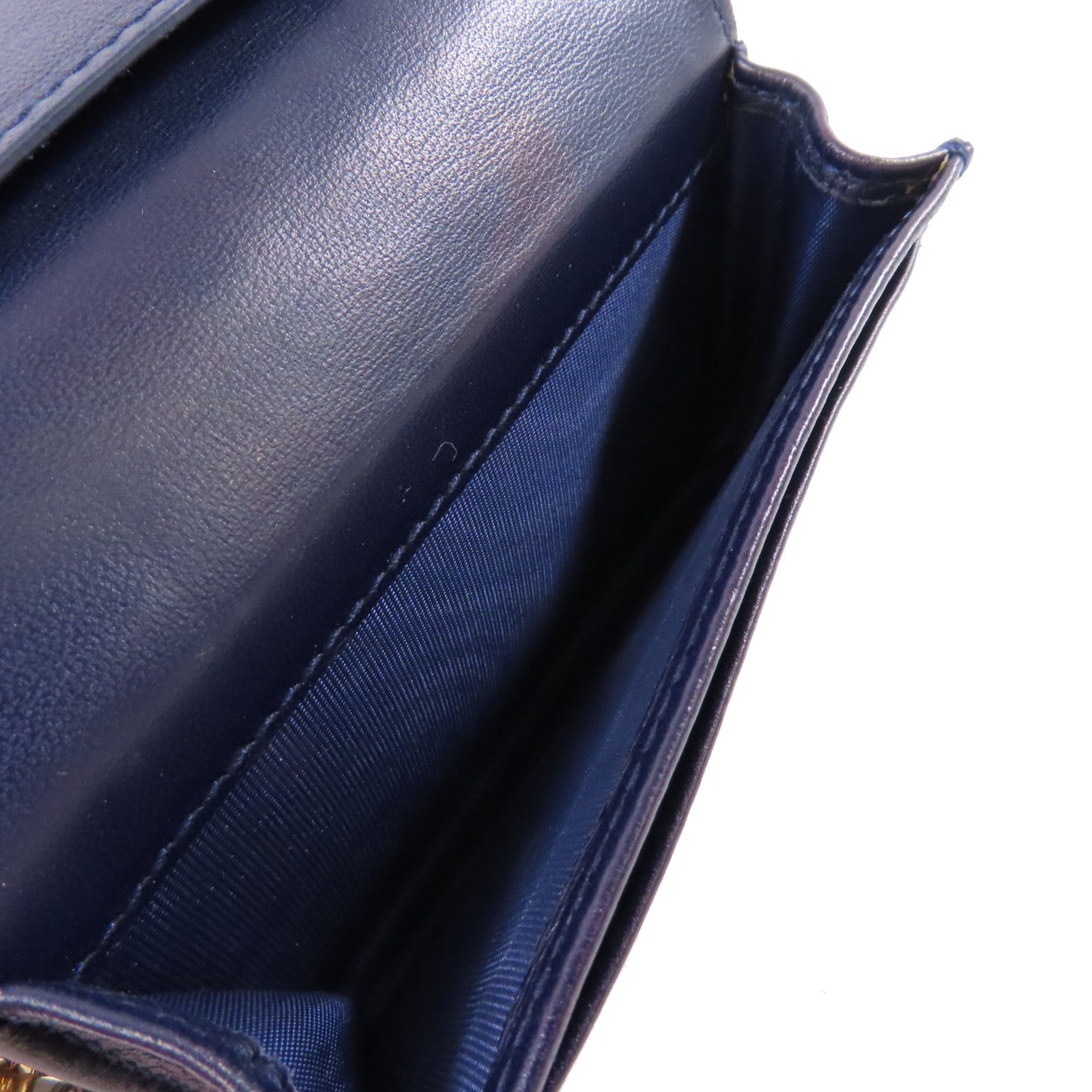 Dior 羊皮皮革Card Case金扣卡片套寶藍色