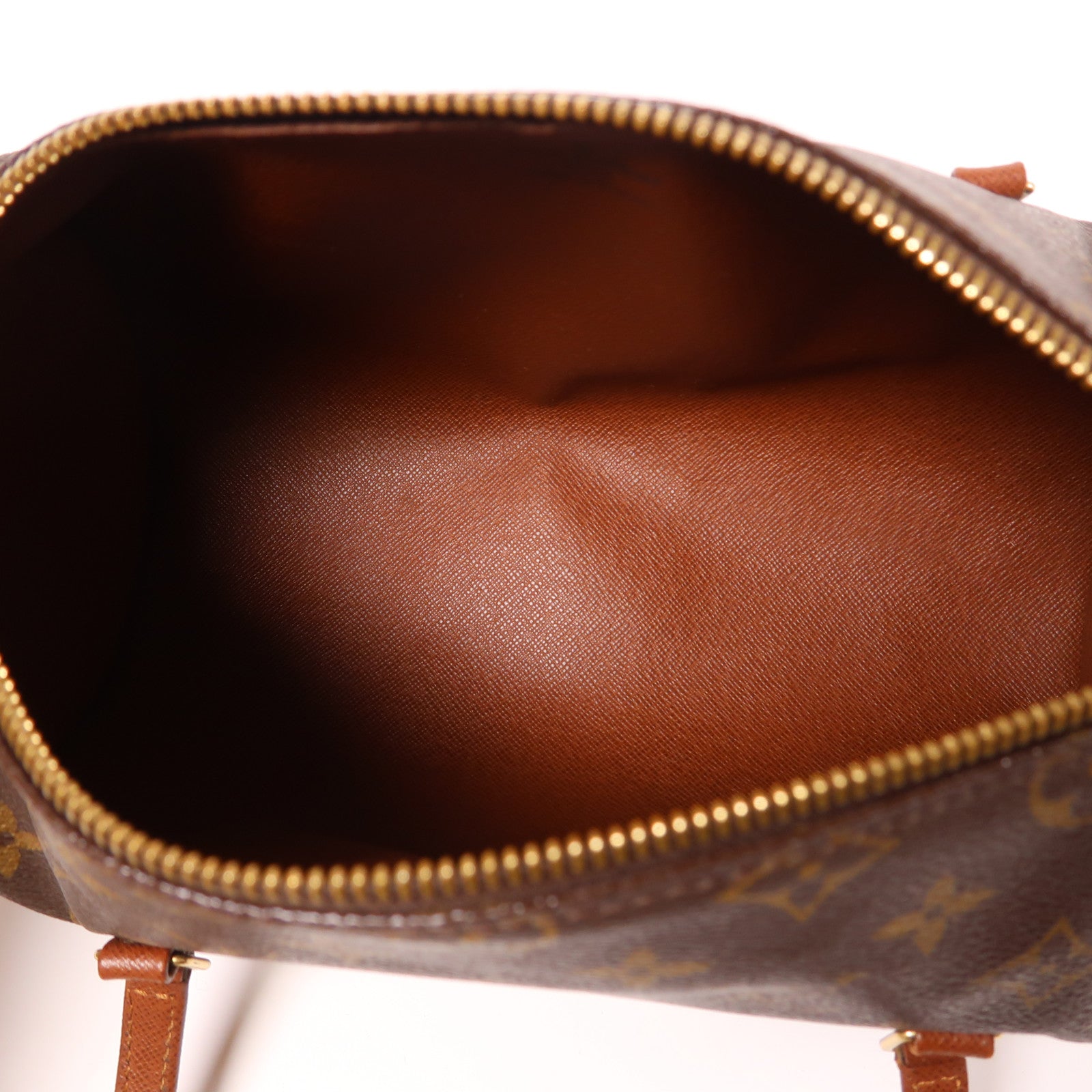 LOUIS VUITTON Monogram Papillon PM金扣手挽袋棕色