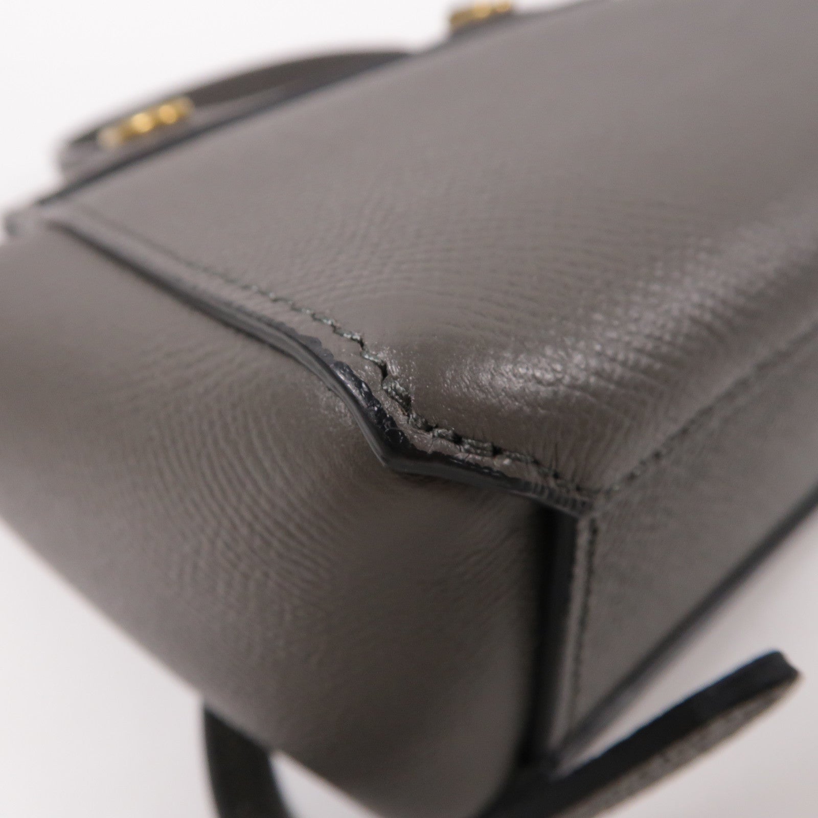 CELINE 牛皮皮革Mini Belt Bag金扣手挽肩背兩用袋灰色