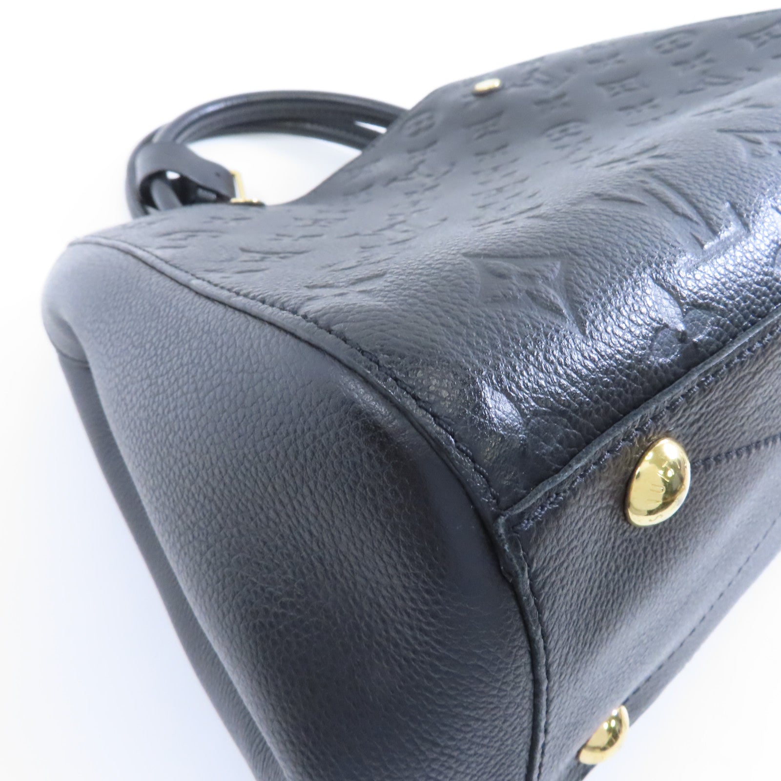 LOUIS VUITTON Monogram Empreinte Montaigne MM金扣手挽肩背兩用袋黑色