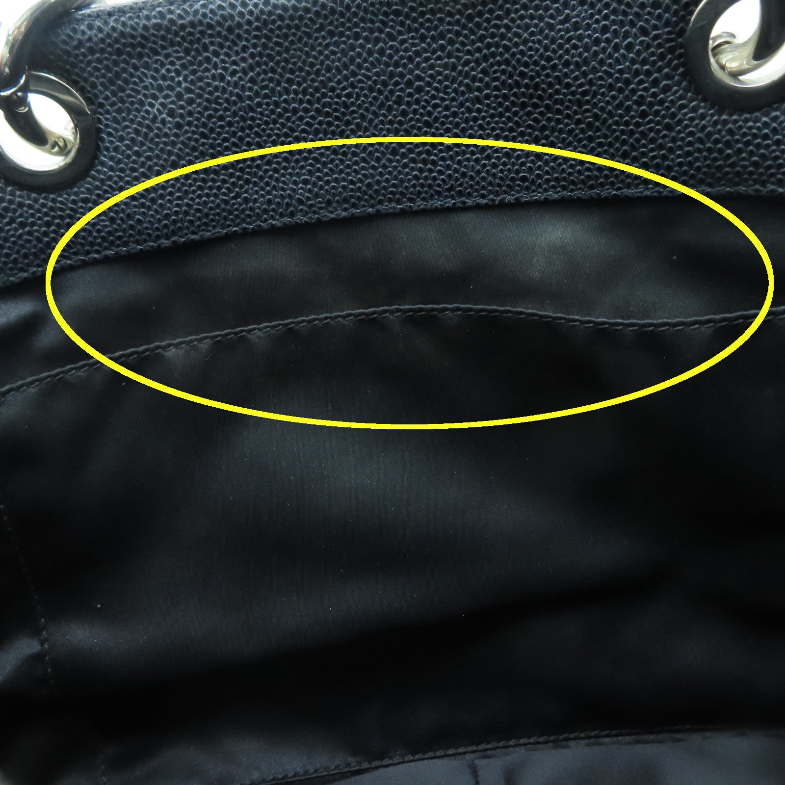 CHANEL diamond Caviar leather Grand Shopping Tote Bag silver buckle handle bag black