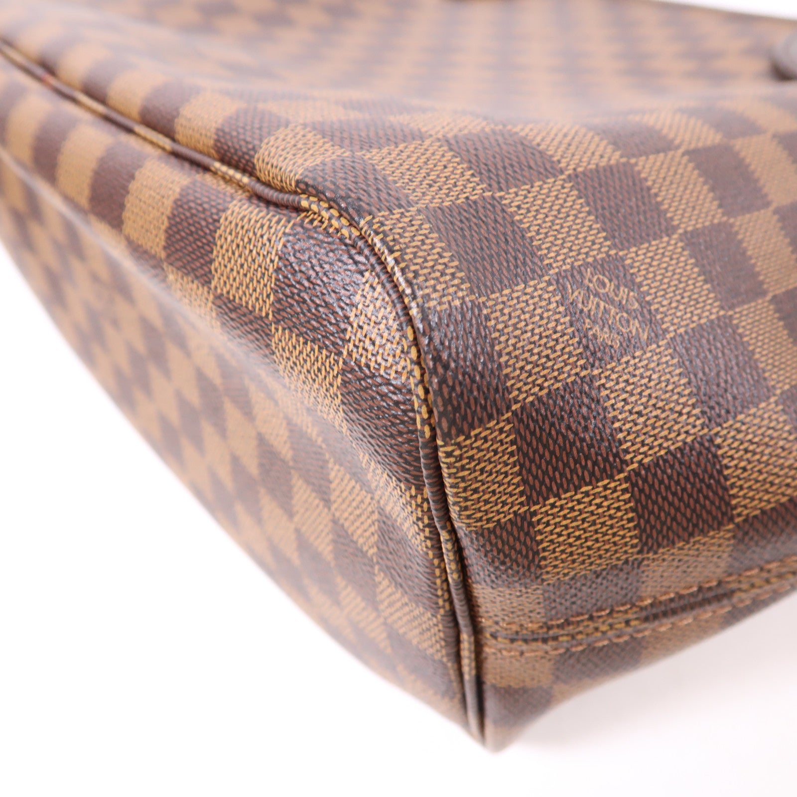 LOUIS VUITTON Damier Neverfull MM金扣肩背袋/手挽袋棕色