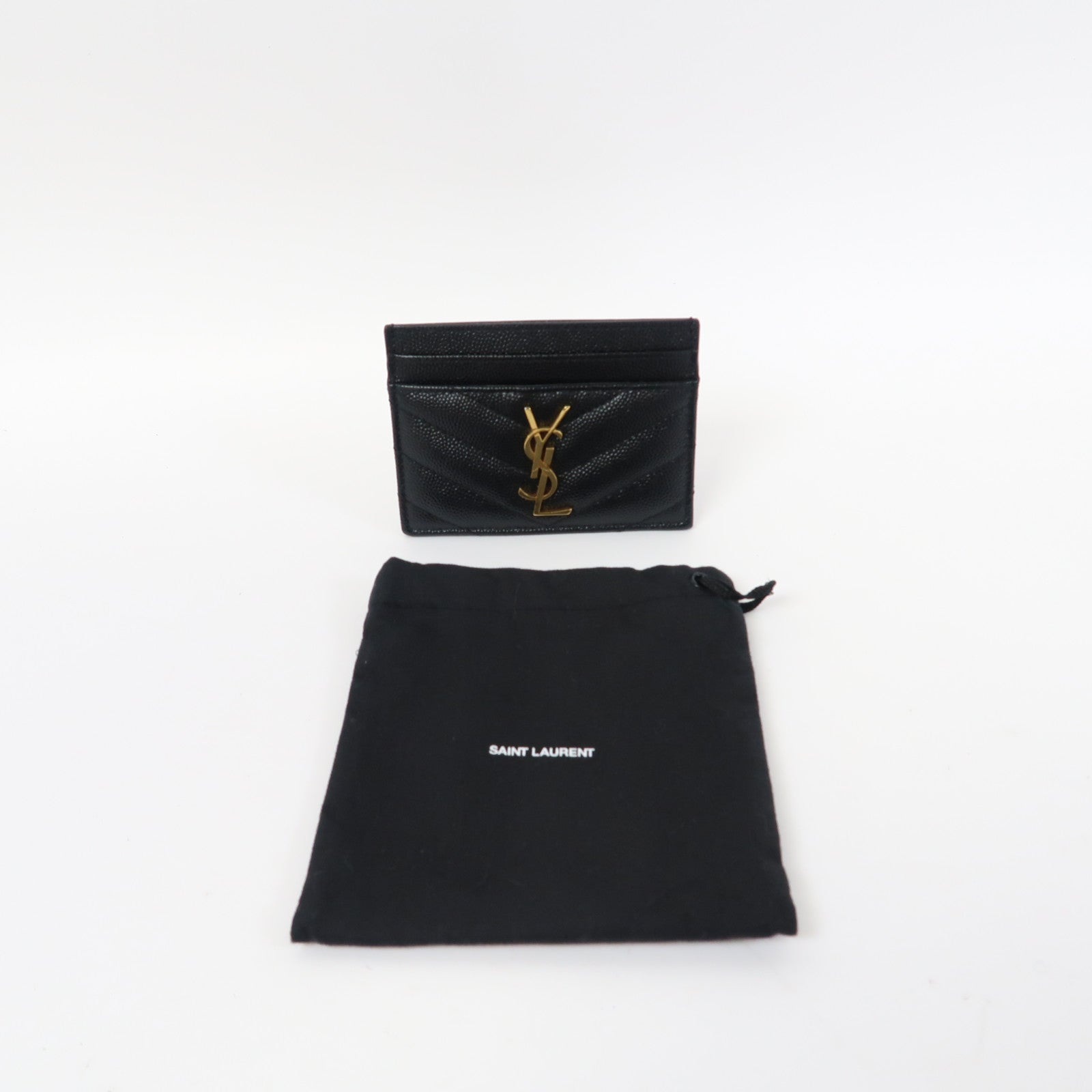 SAINT LAURENT 牛皮皮革Card Holder金扣卡片套黑色