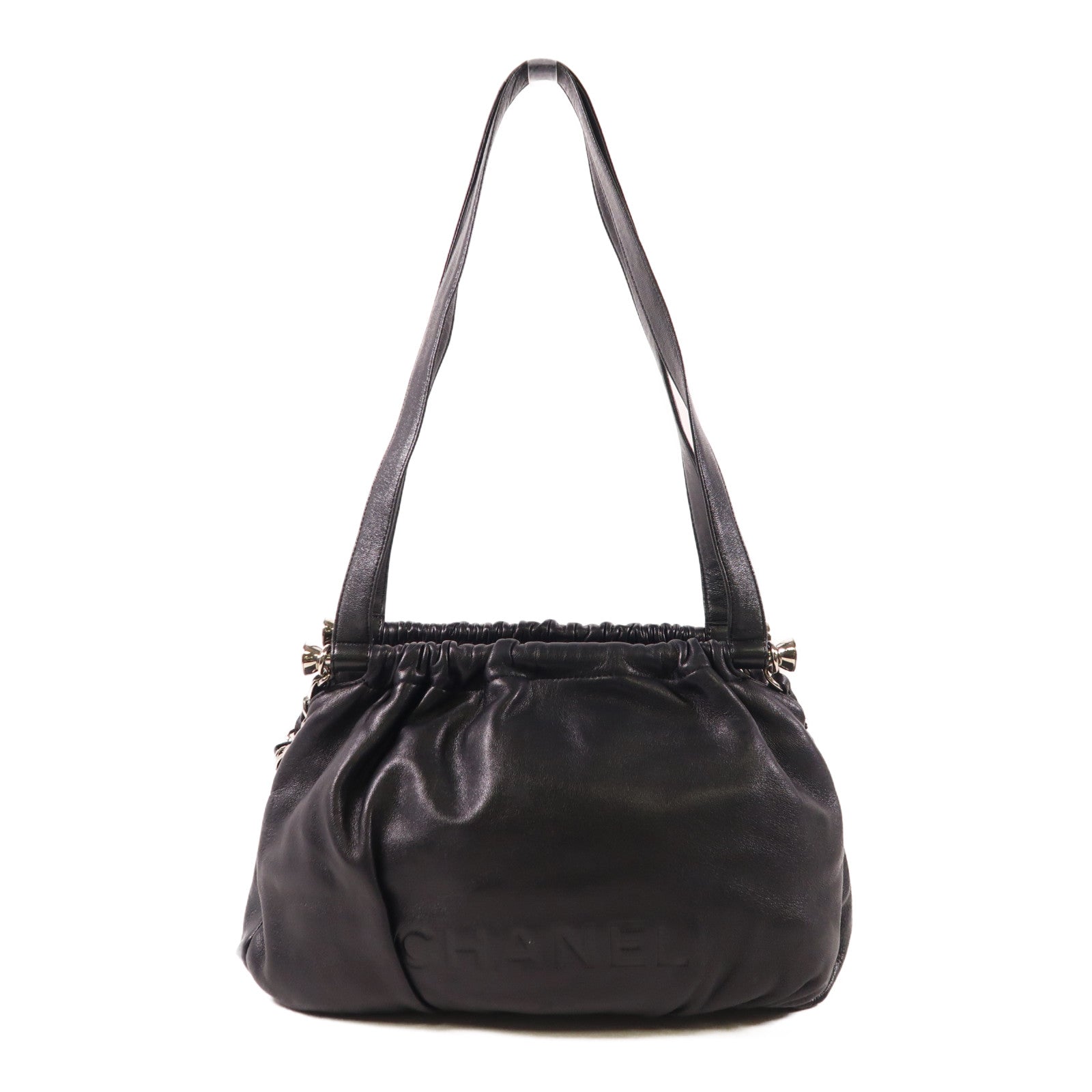 CHANEL 羊皮皮革Shoulder Bag銀扣肩背袋