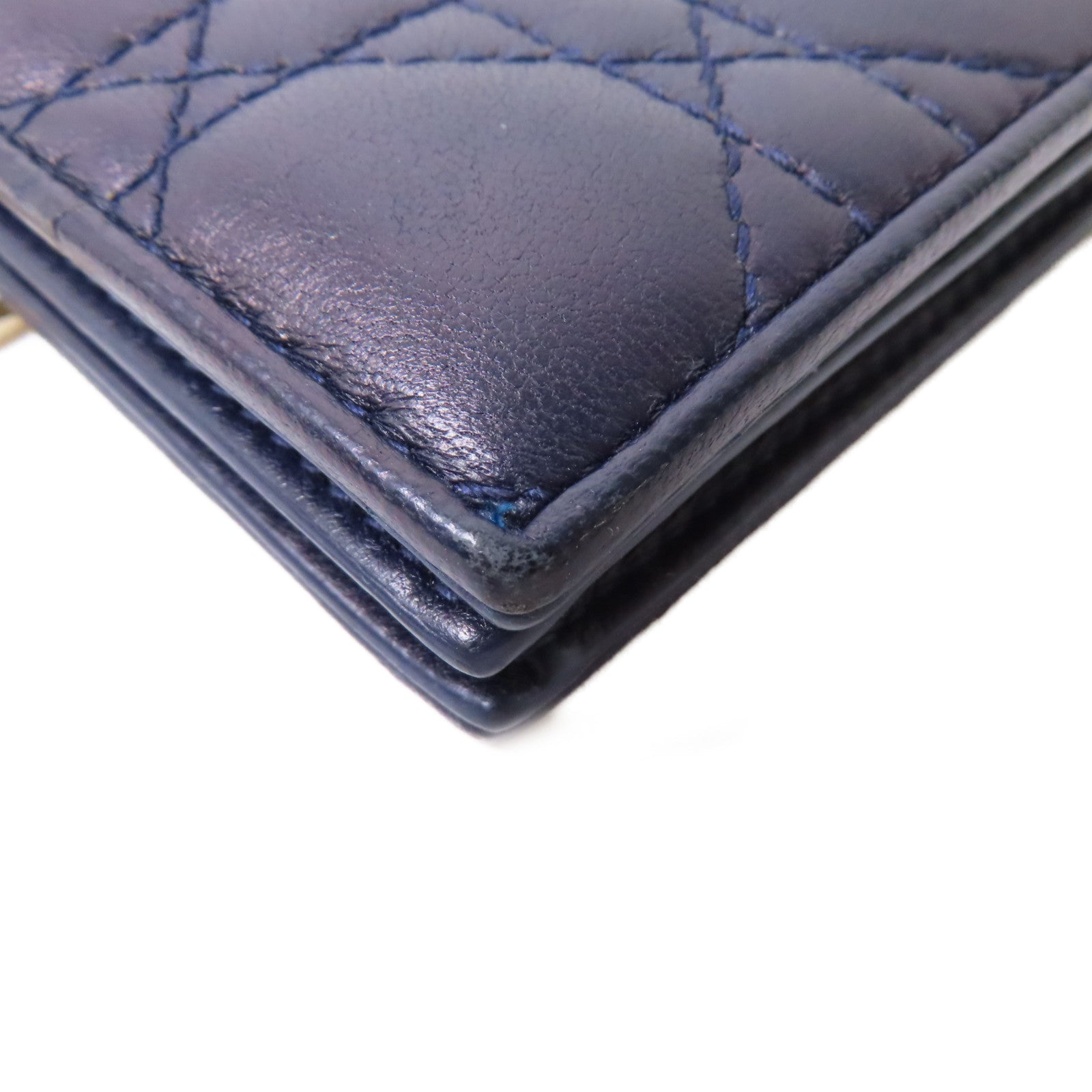 Dior 羊皮皮革Card Case金扣卡片套寶藍色