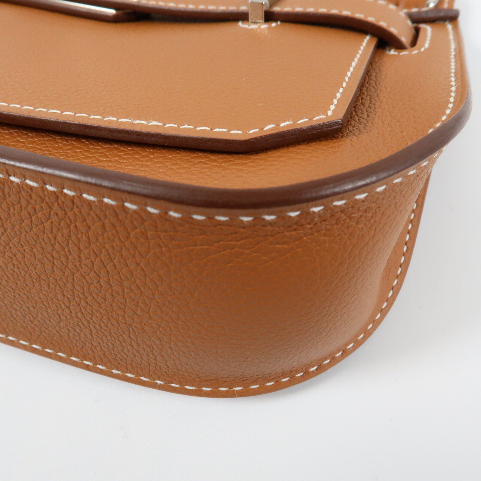 HERMES Evercolor皮革Mini Jypsiere銀扣肩背袋Gold