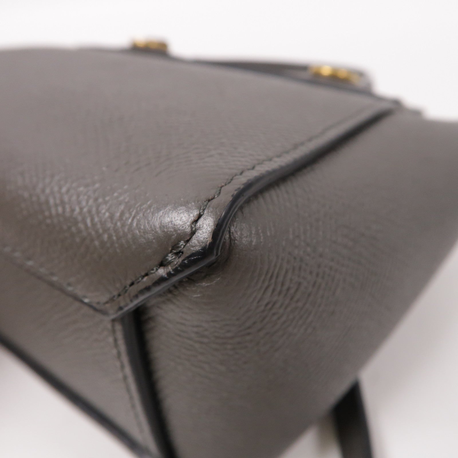CELINE 牛皮皮革Mini Belt Bag金扣手挽肩背兩用袋灰色