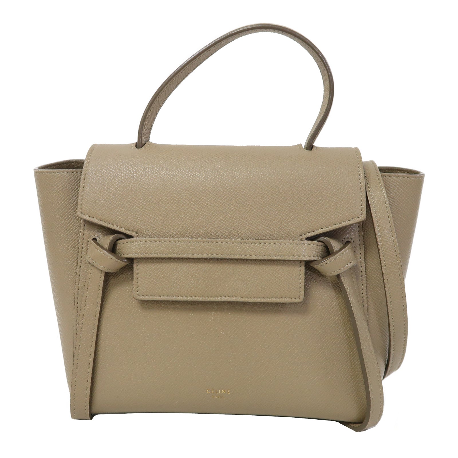 CELINE 牛皮皮革Nano Belt Bag金扣手挽肩背兩用袋啡色