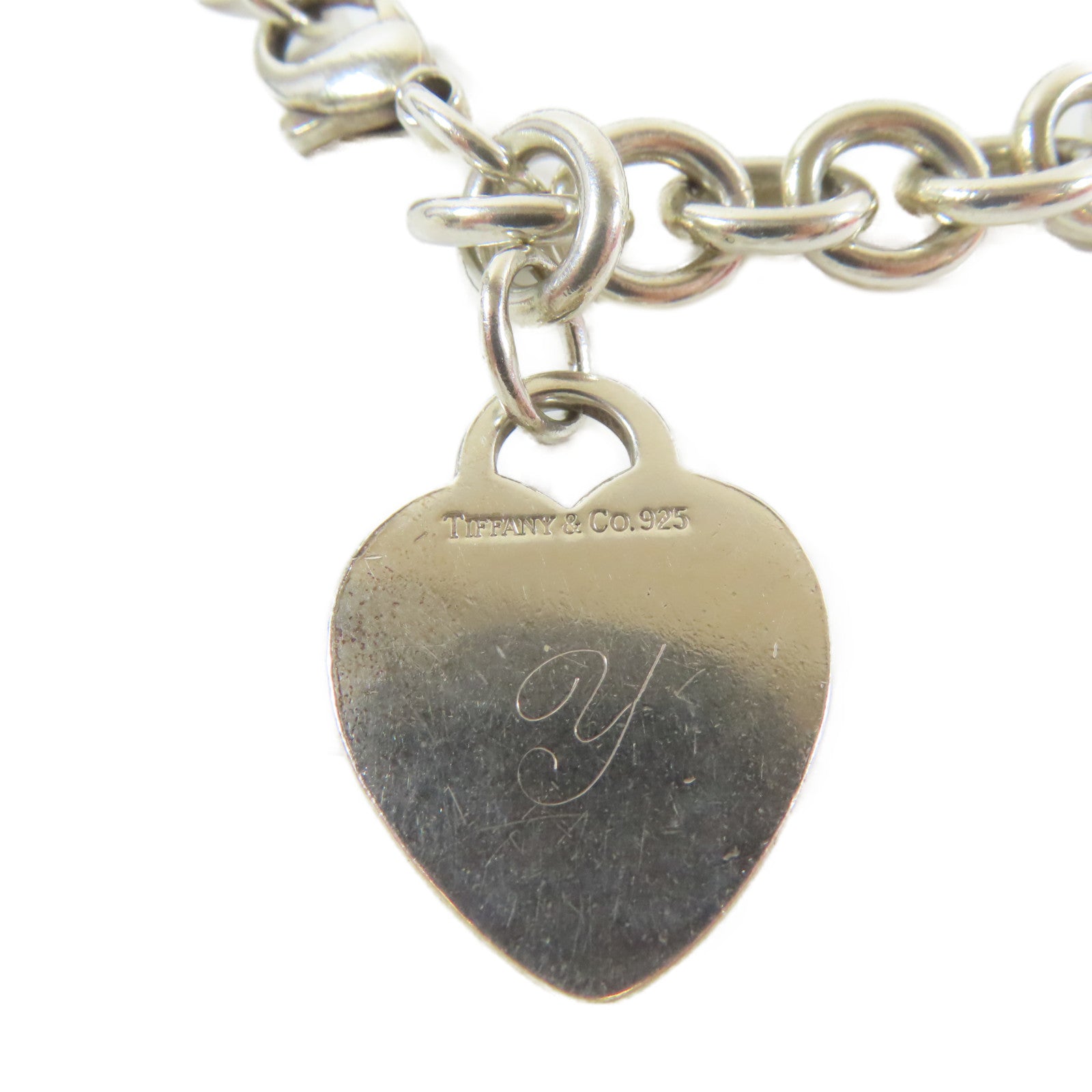 TIFFANY＆CO 925純銀Plain Heart Tag Bracelet手鏈#17.25cm