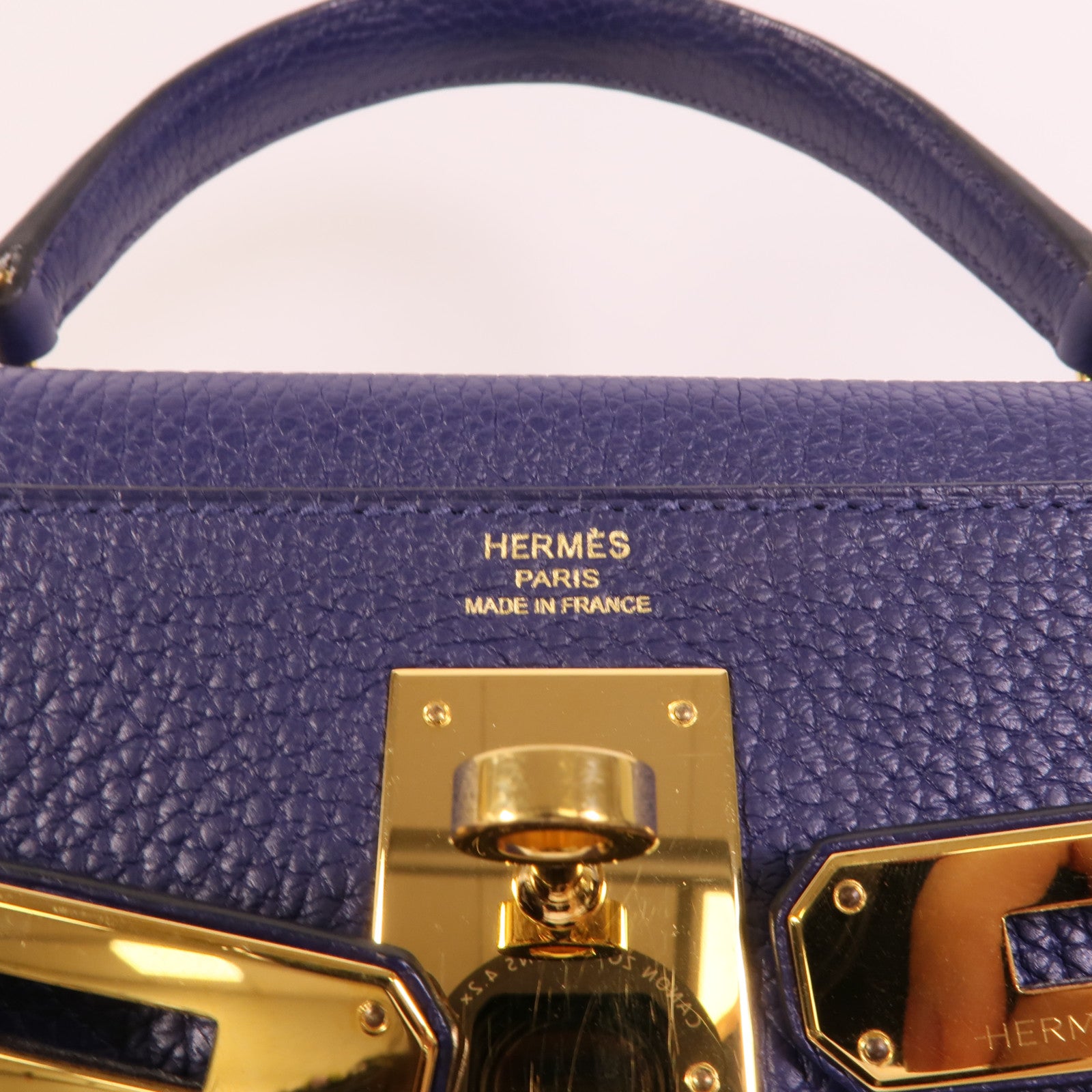 HERMES Togo皮革Kelly 28手挽肩背兩用袋Bleu Encre