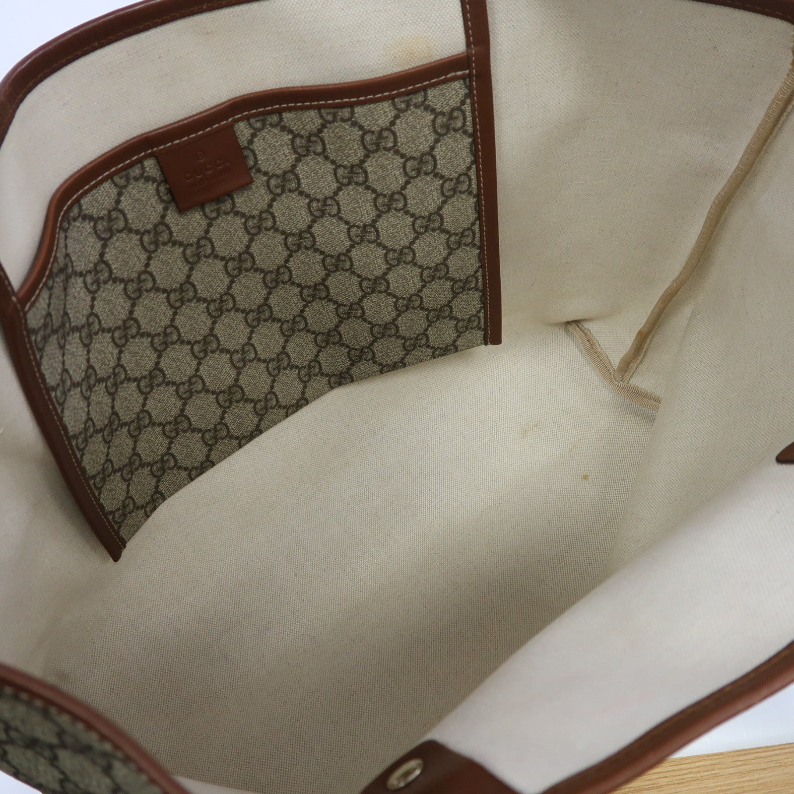 GUCCI 塗層帆布Tote Bag金扣手挽袋啡色