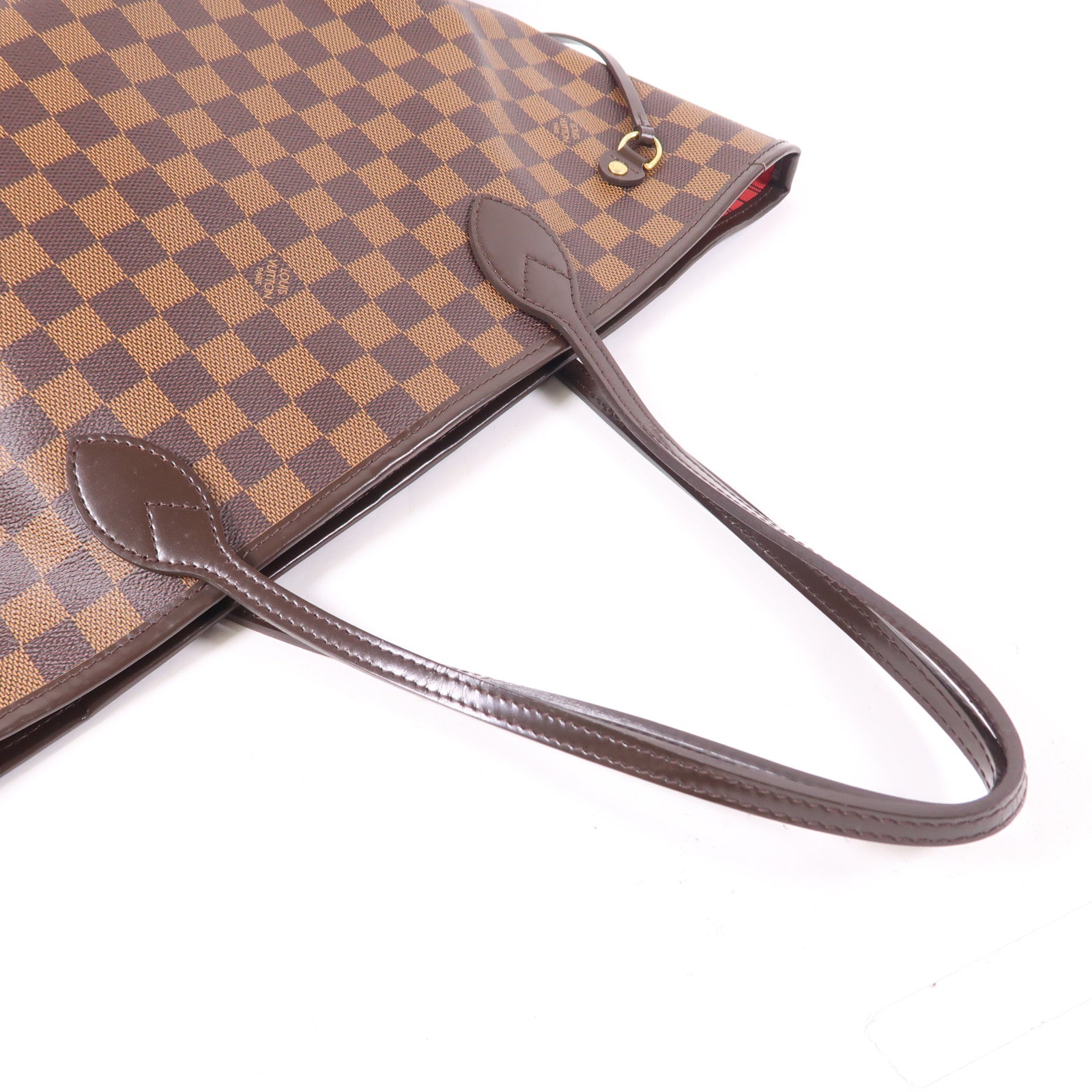 LOUIS VUITTON Damier Neverfull MM金扣肩背袋/手挽袋棕色