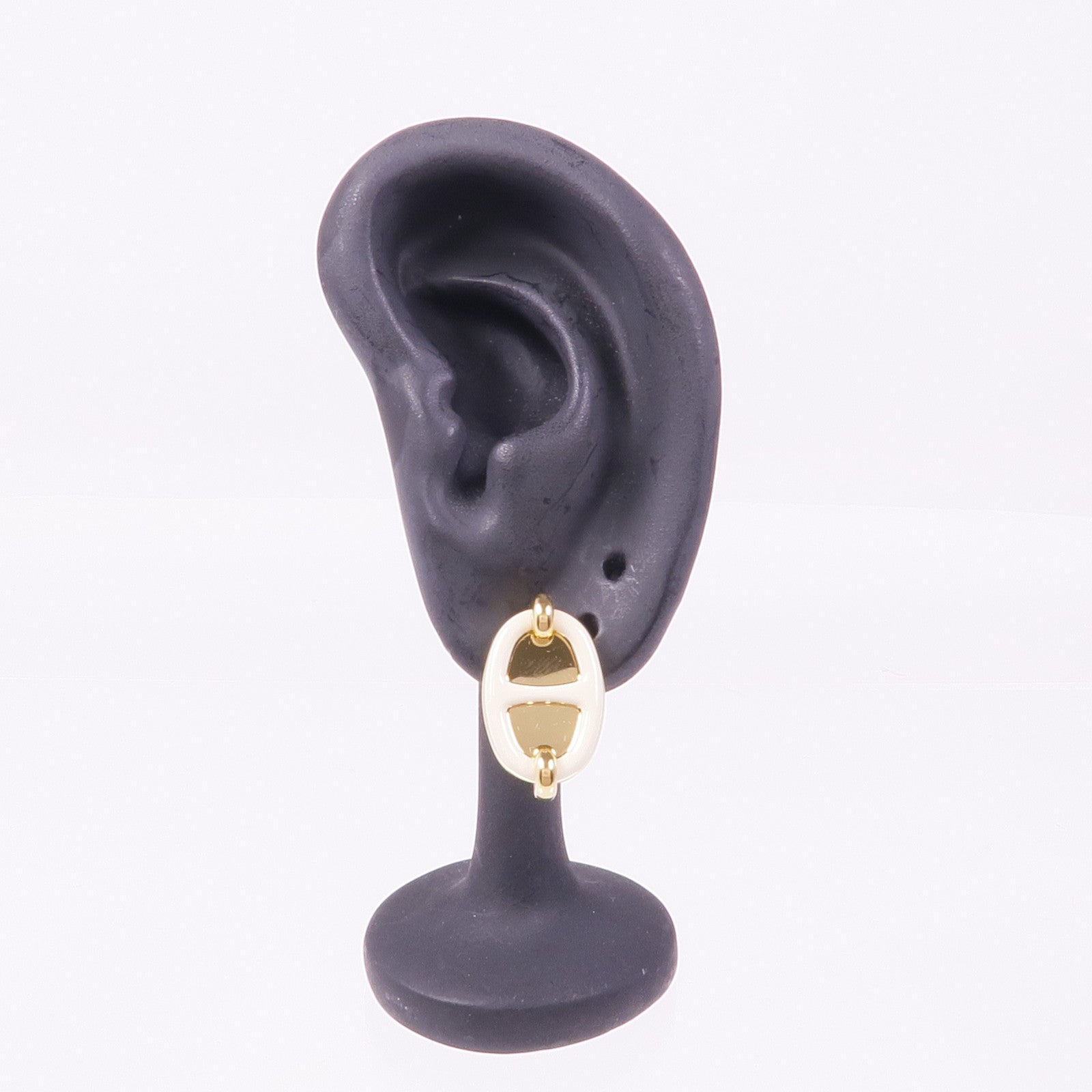 HERMES 金屬Mini Maillon Earrings耳環Creme