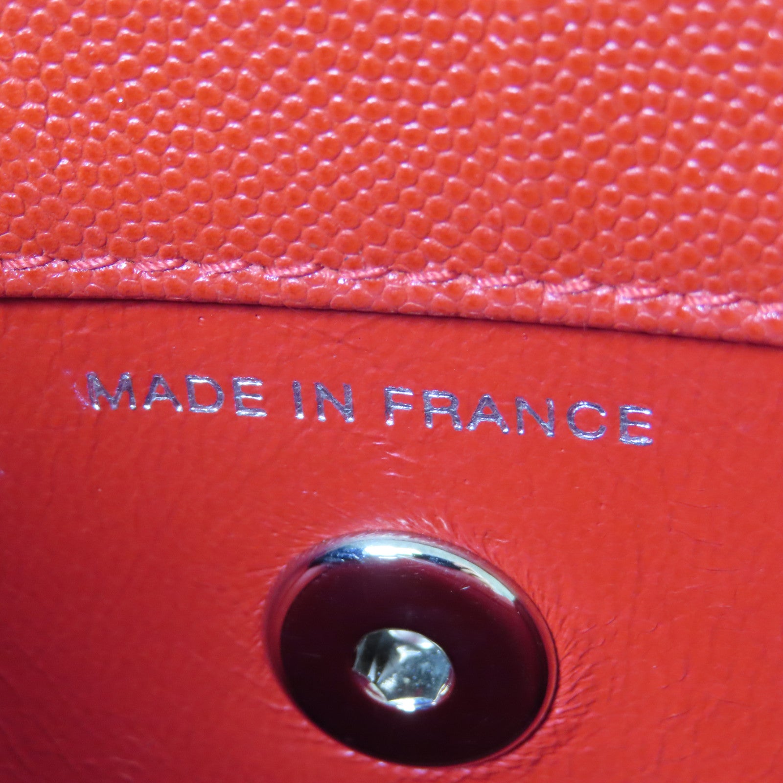 CHANEL 牛皮皮革Handbag銀扣手挽袋