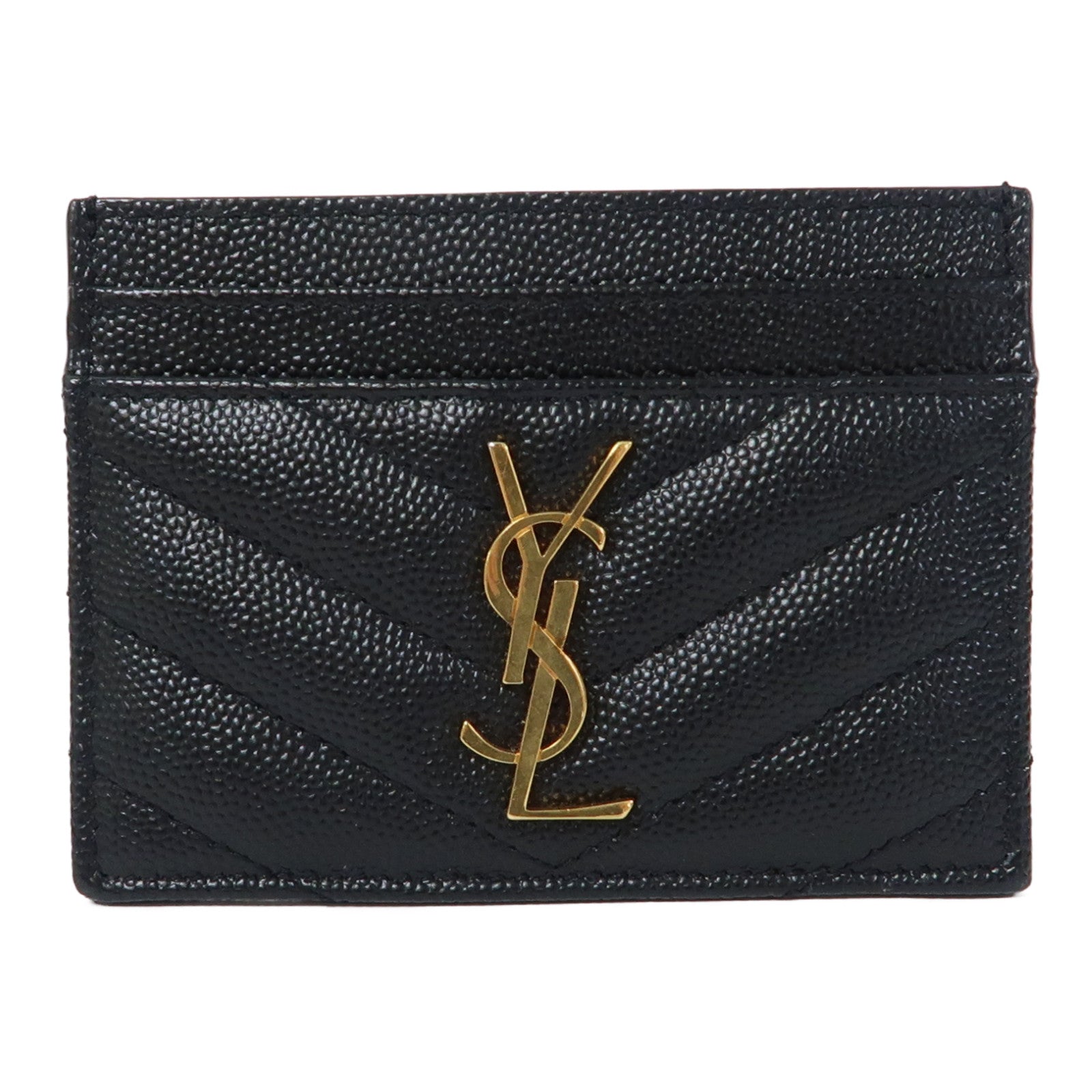 SAINT LAURENT 牛皮皮革Card Holder金扣卡片套黑色