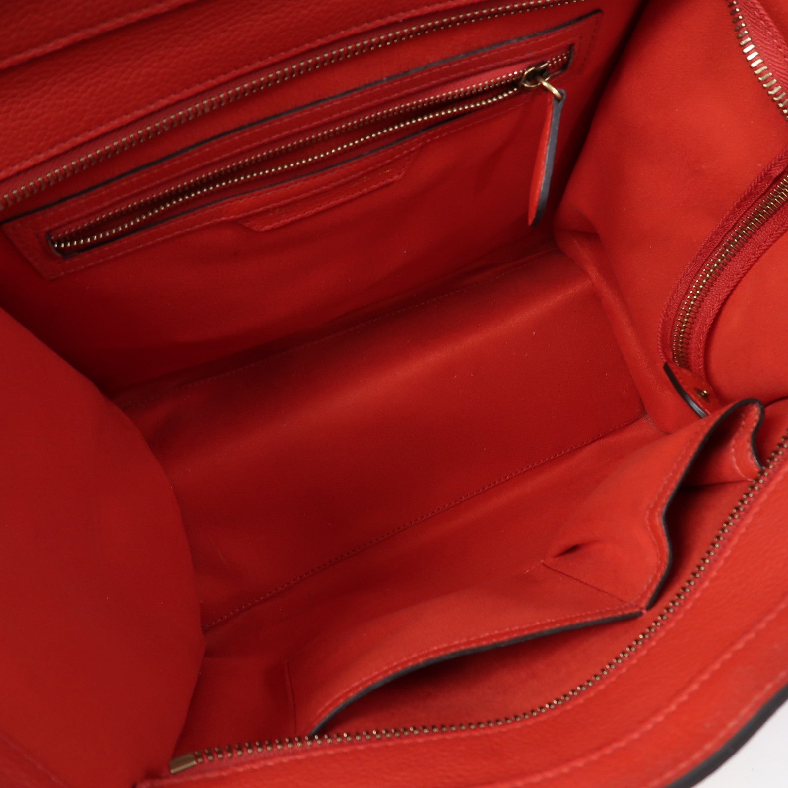CELINE 牛皮皮革Luggage金扣手挽袋紅色