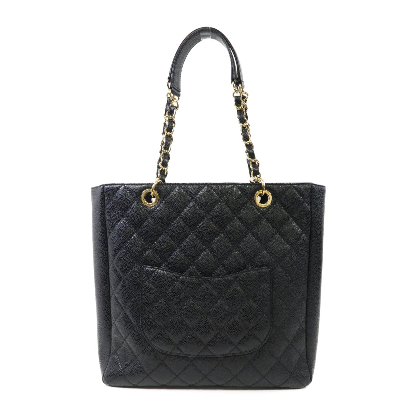 CHANEL 菱格Caviar皮革PST Petite Shopping Tote Bag 金扣肩背袋