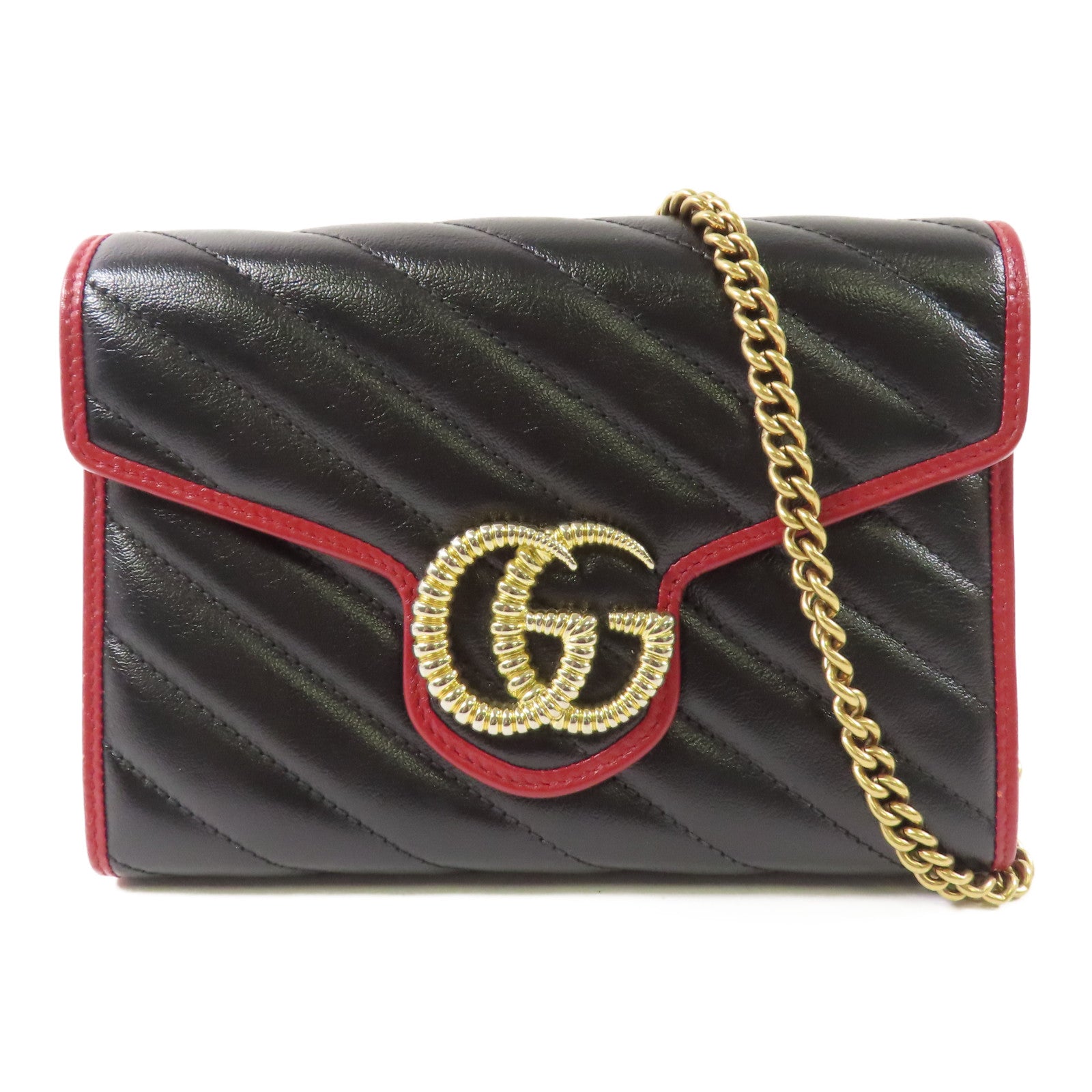 GUCCI 牛皮皮革Shoulder Bag金扣鏈帶肩背袋
