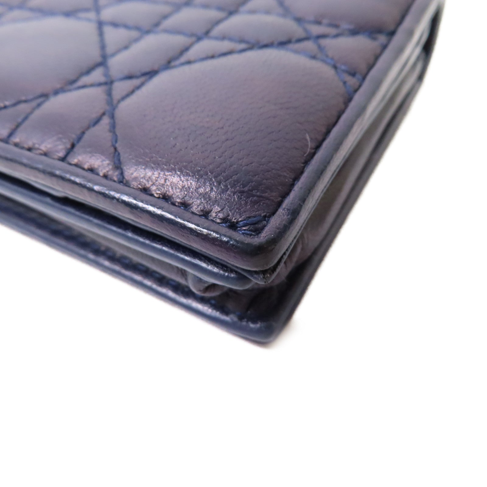 Dior 羊皮皮革Card Case金扣卡片套寶藍色