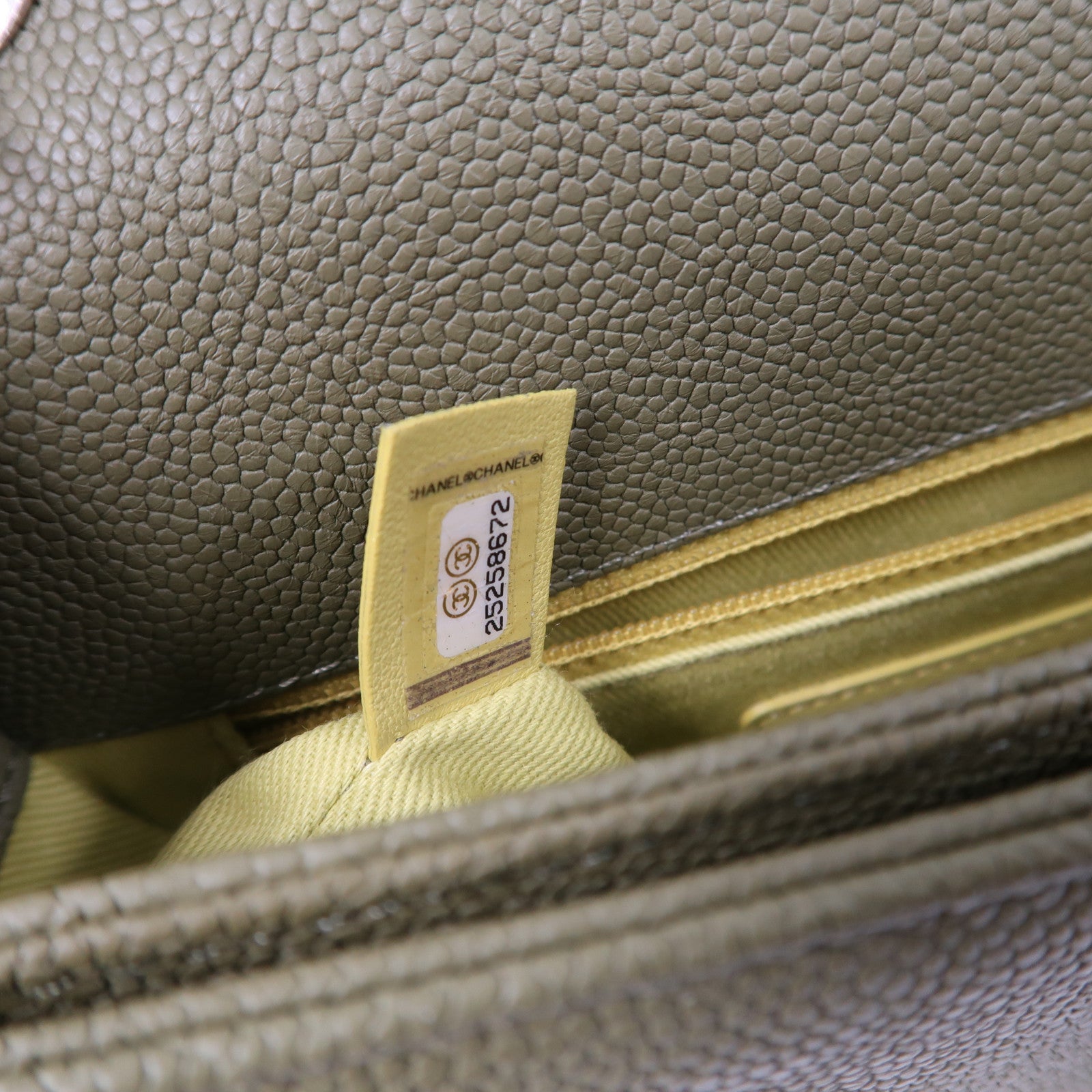 CHANEL Caviar皮革Shoulder Bag金扣手挽肩背兩用袋綠色