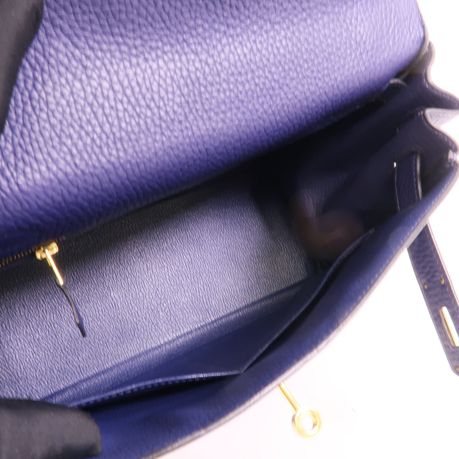 HERMES Togo皮革Kelly 28手挽肩背兩用袋Bleu Encre
