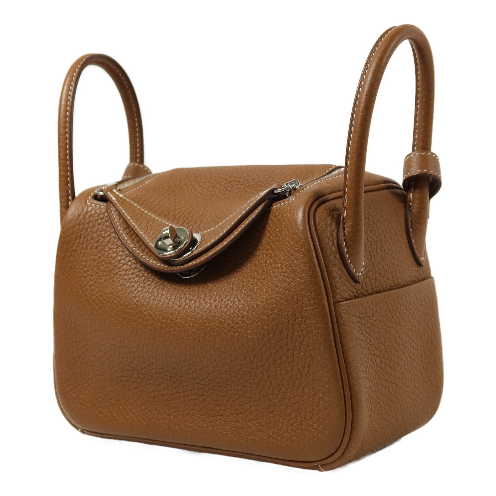 HERMES Clemence皮革Mini Lindy手挽肩背兩用袋Gold