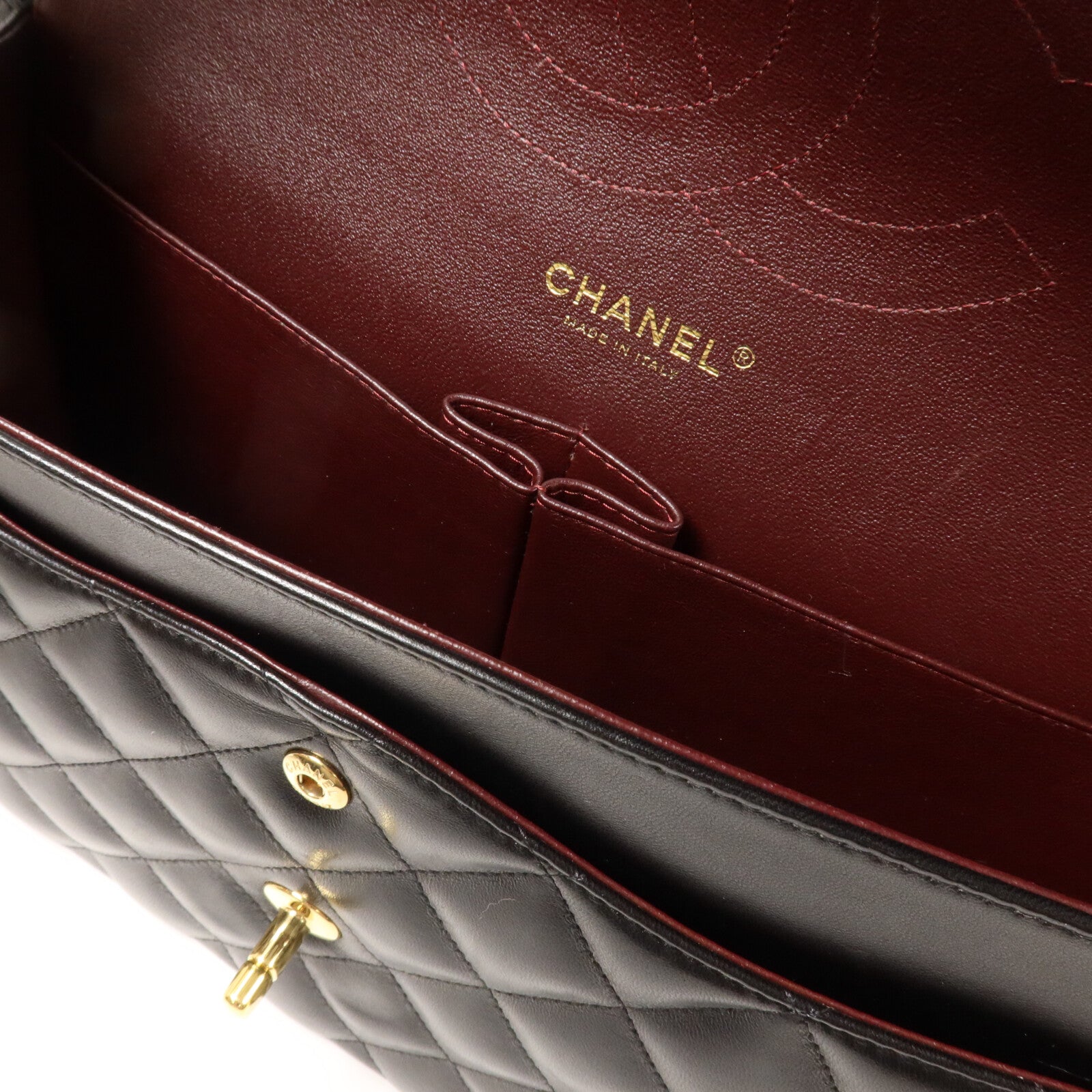 CHANEL 羊皮皮革Large Classic鏈帶肩背袋