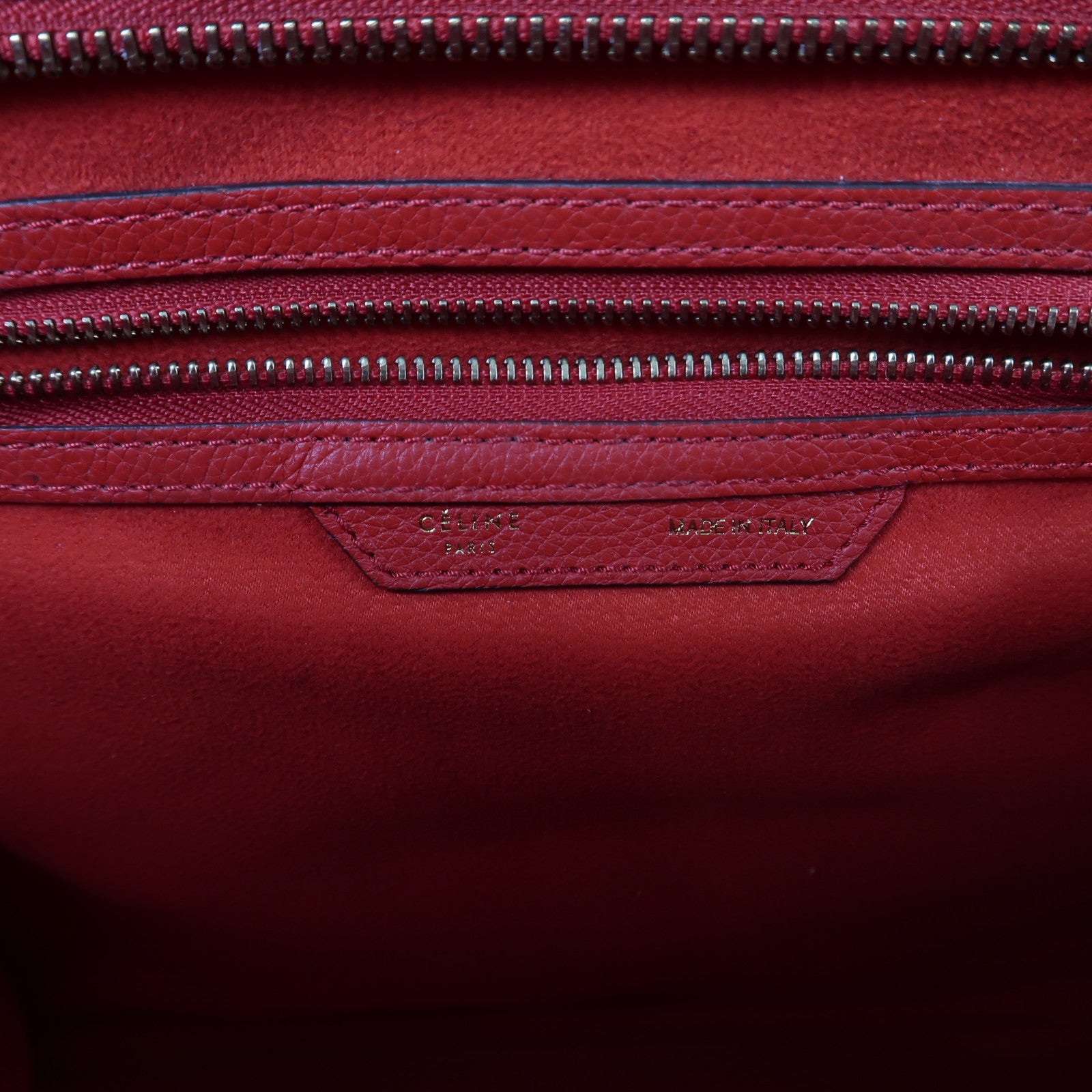 CELINE 牛皮皮革Luggage金扣手挽袋紅色