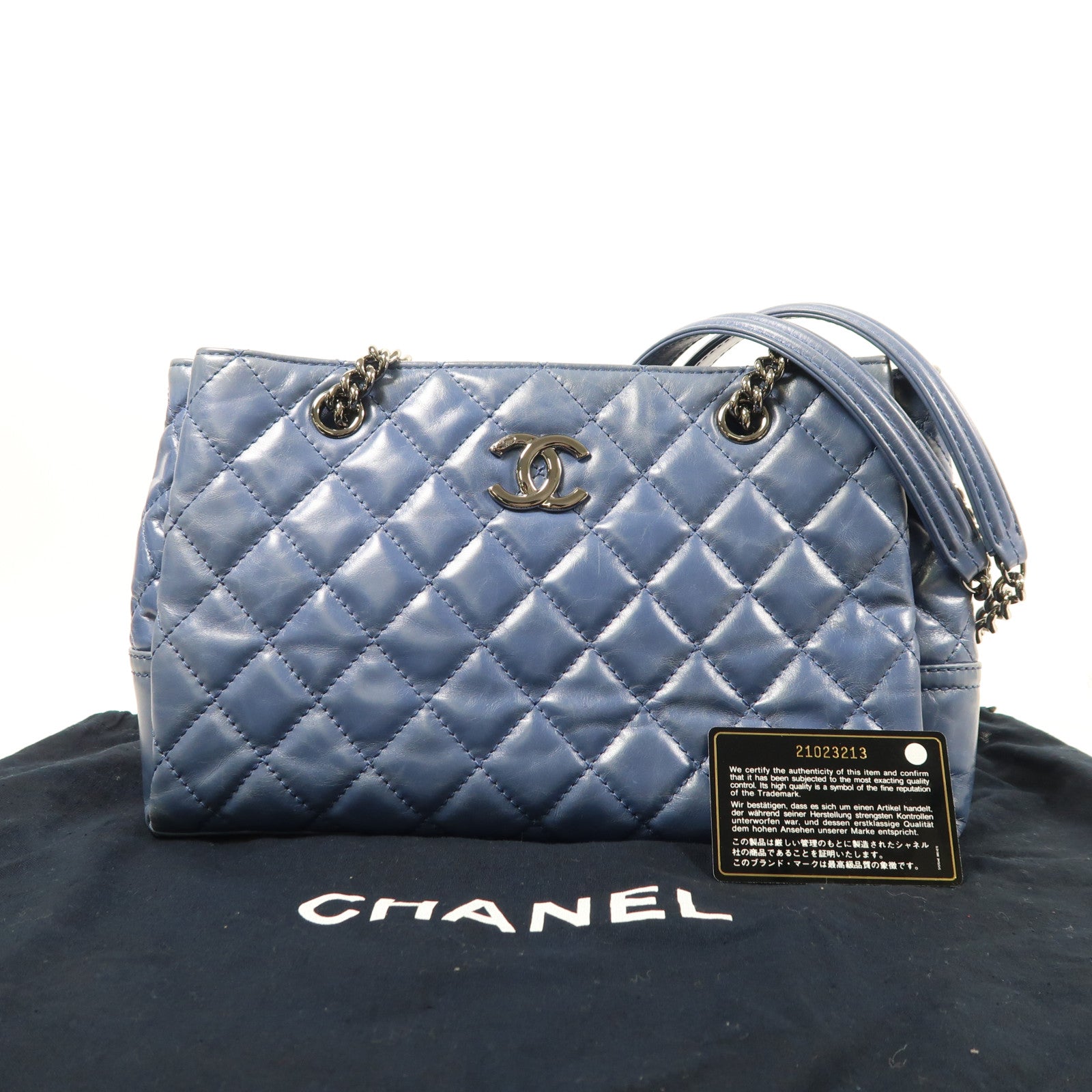 CHANEL 牛皮皮革Shoulder Bag銀扣肩背袋