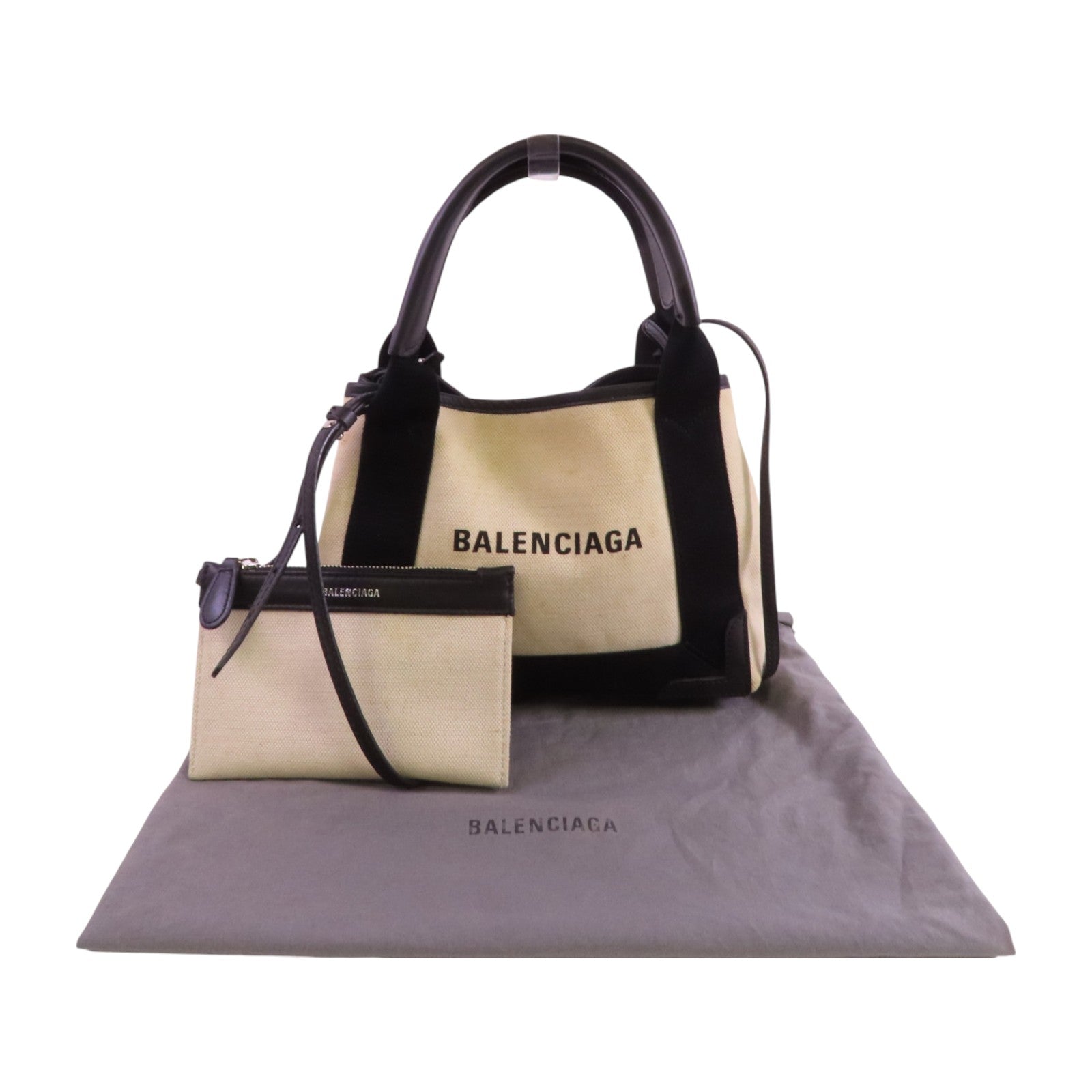 BALENCIAGA 【激減優惠】帆布Navy Cabas XS銀扣手挽肩背兩用袋