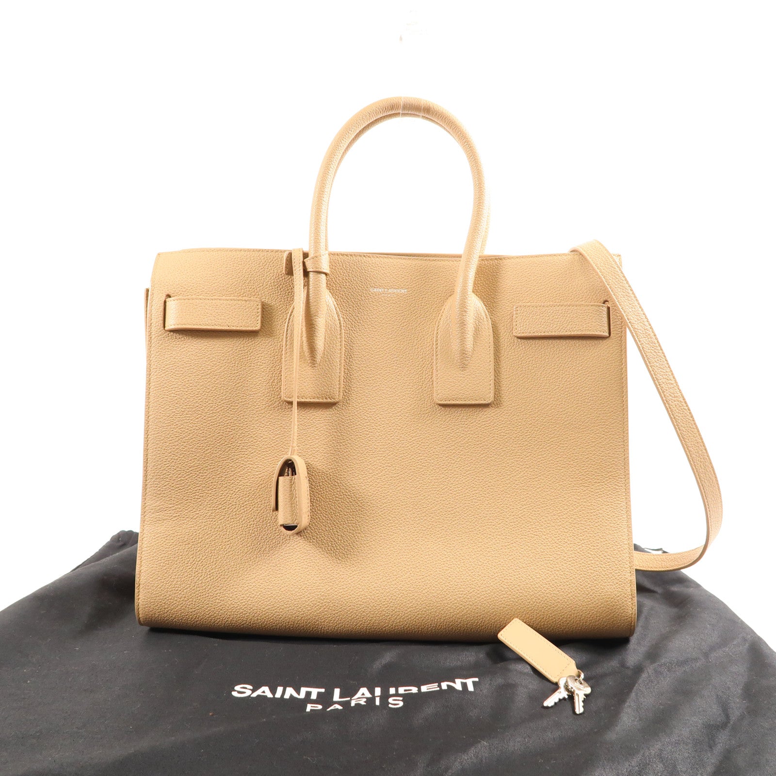 SAINT LAURENT YSL SHW Sac de jour 2Way Shoulder Bag Calfskin Leather Beige