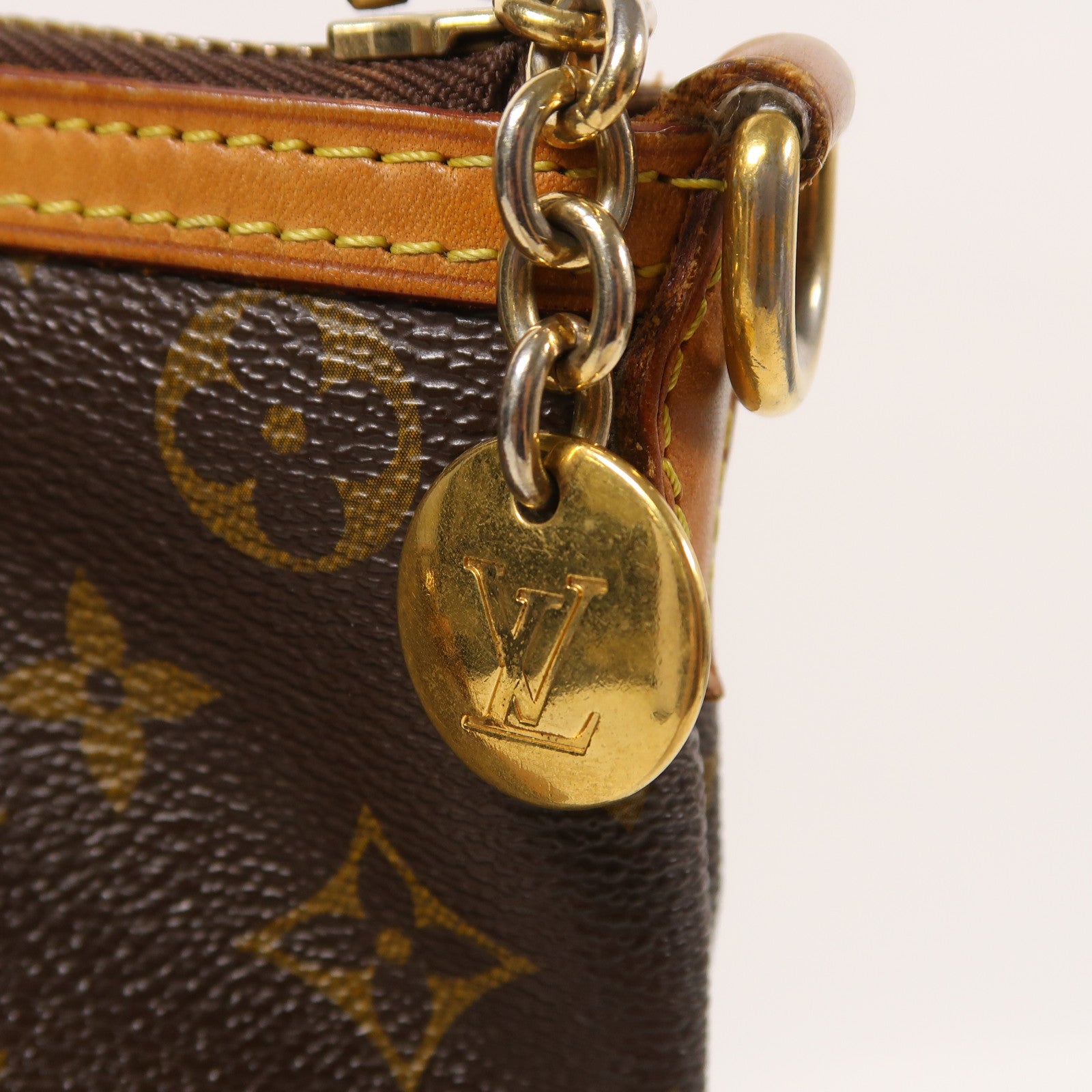 LOUIS VUITTON Monogram Palermo PM金扣手挽肩背兩用袋棕色