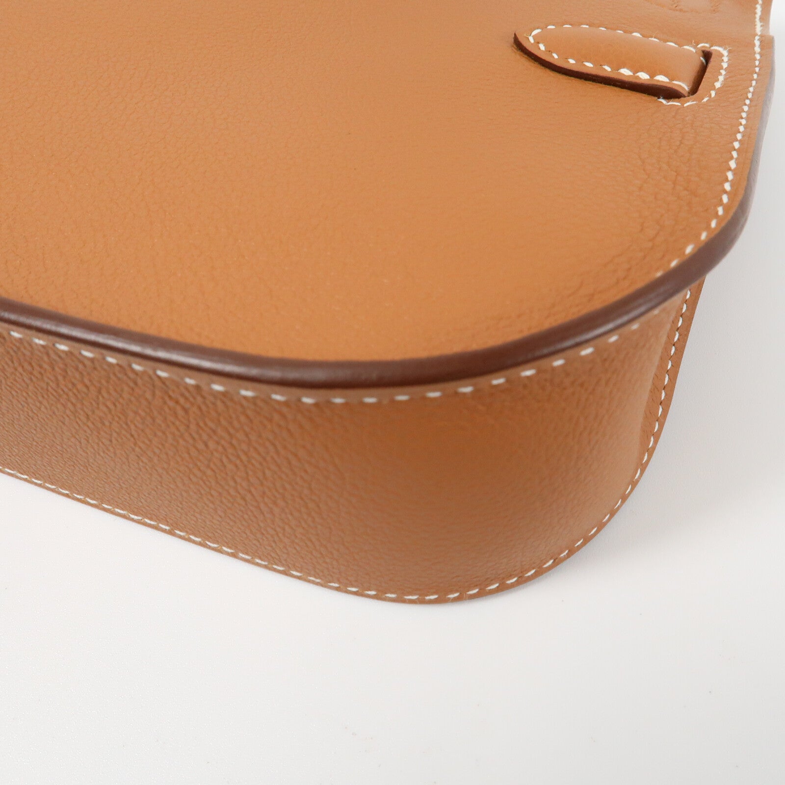 HERMES Evercolor皮革Mini Jypsiere銀扣肩背袋Gold