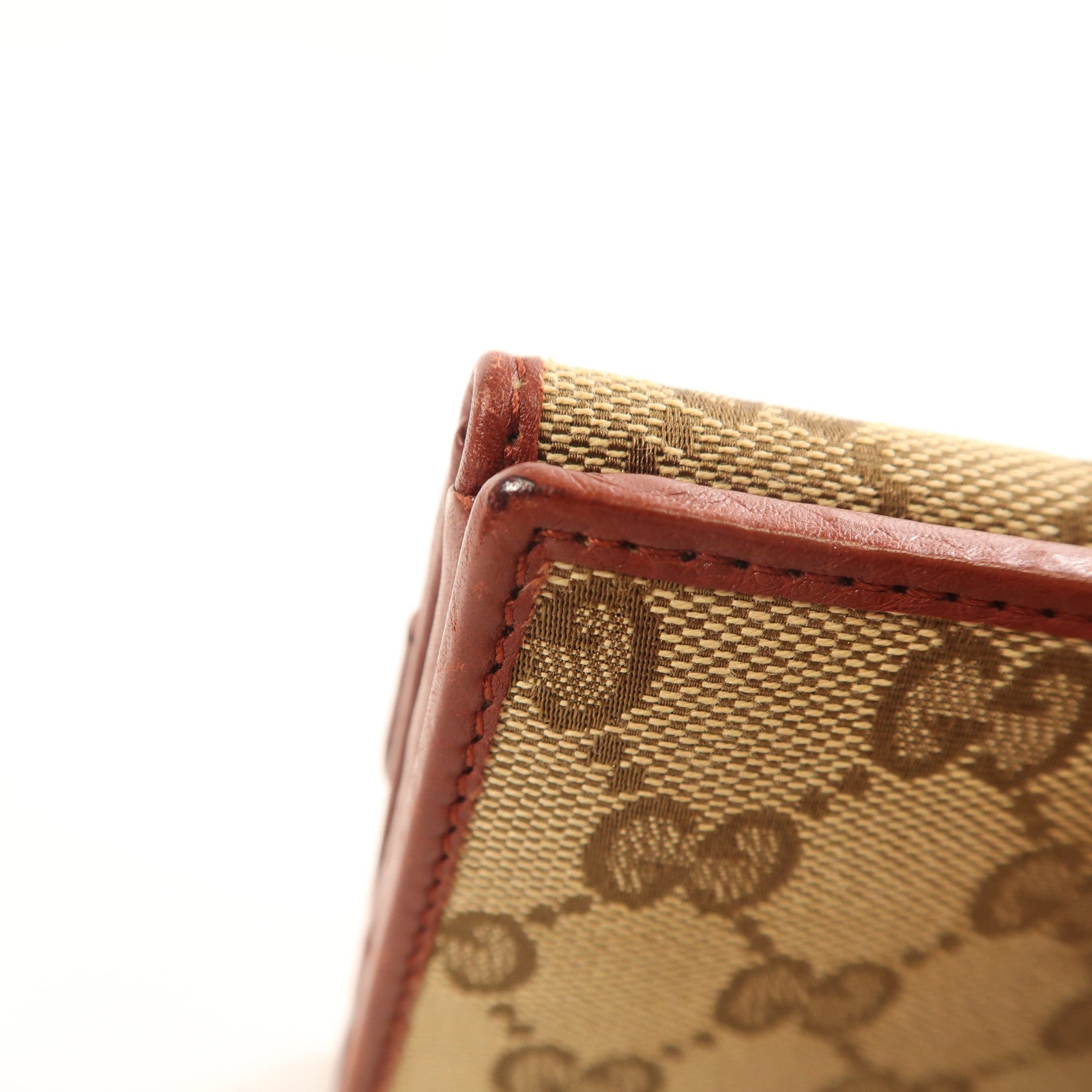 GUCCI 帆布/皮革Long Wallet金扣長錢包