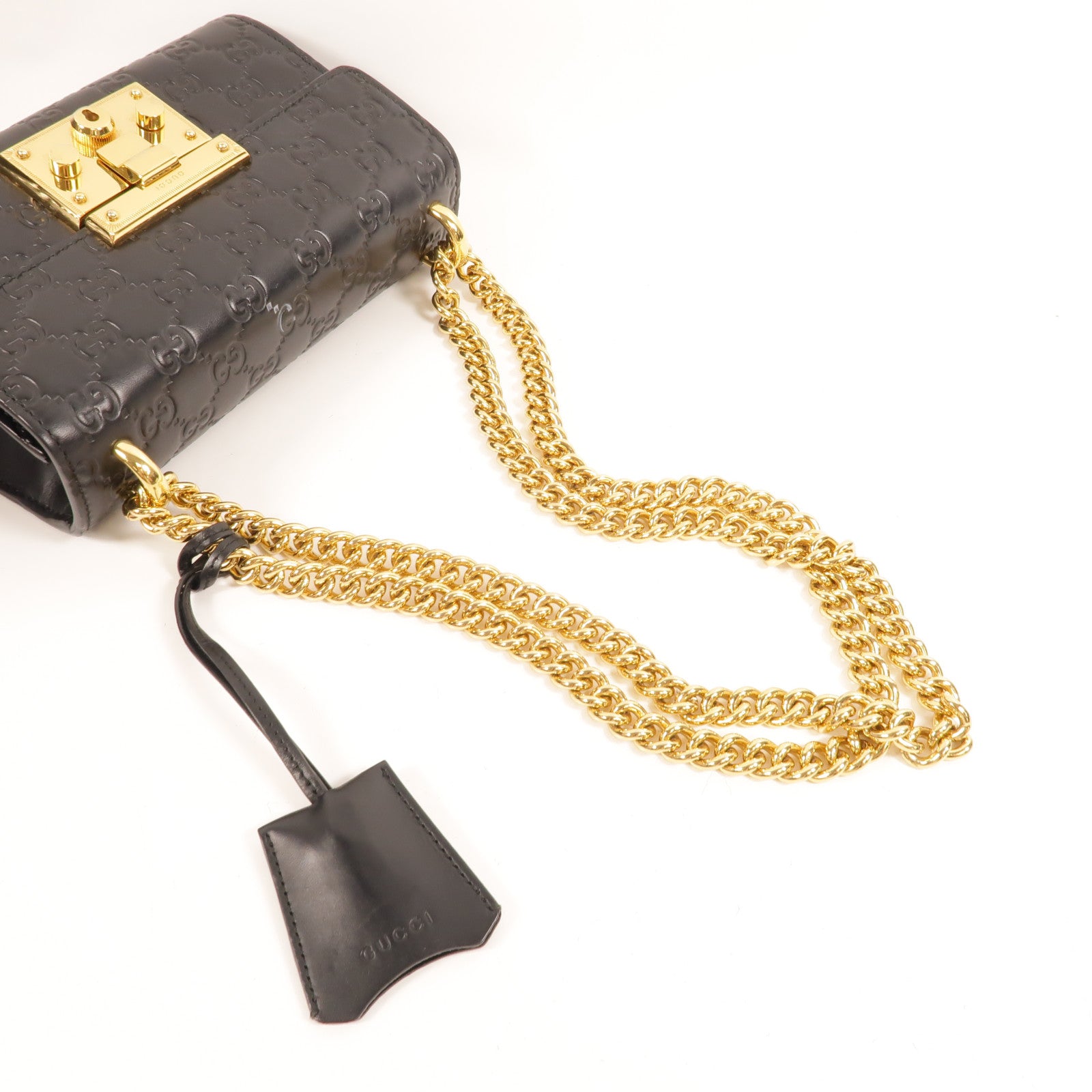 GUCCI 牛皮皮革Padlock Small金扣鏈帶肩背袋