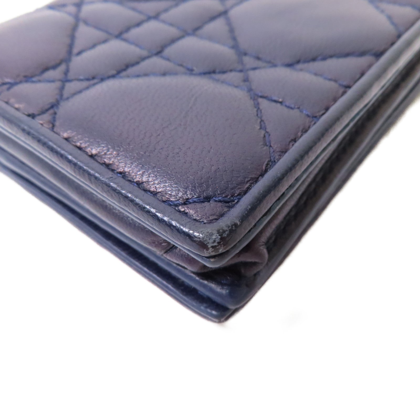 Dior 羊皮皮革Card Case金扣卡片套寶藍色